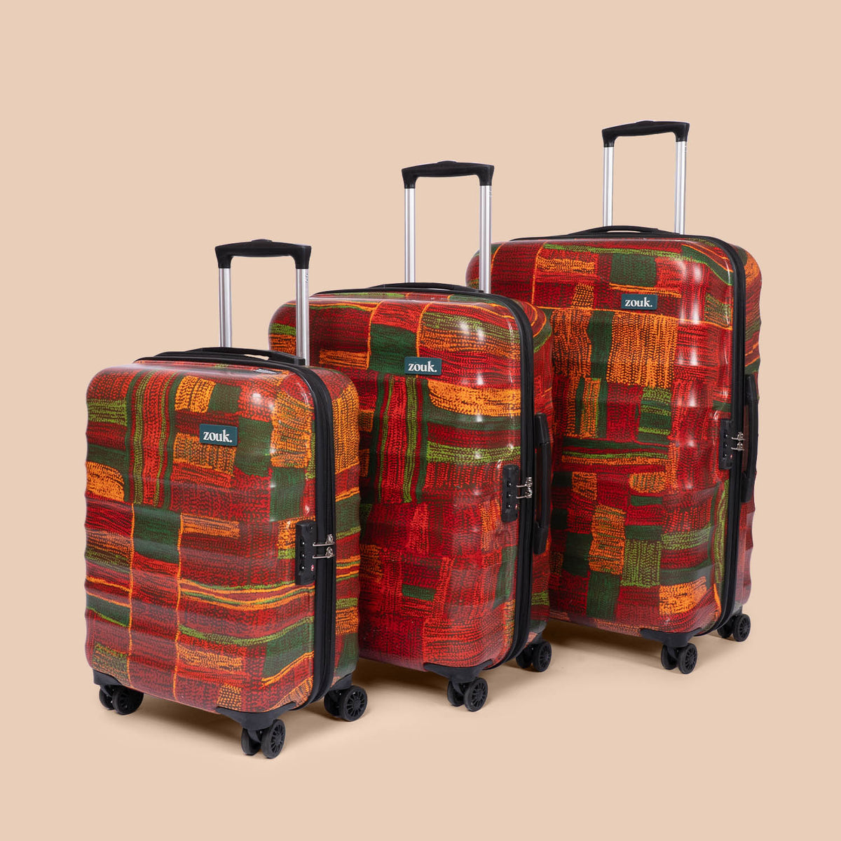 Amorah Trolley Bag Indus Lattice Red (Combo)