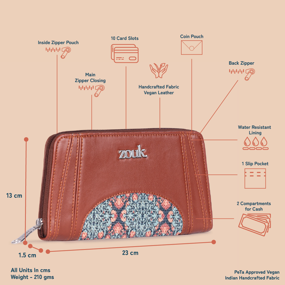 Arika Zipper Wallet - Kolkata Nouveau