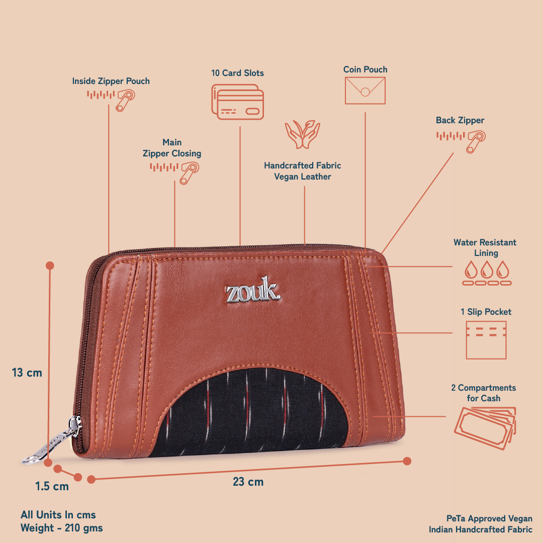 ZIP-Arika Zipper Wallet - Ikat GreRed