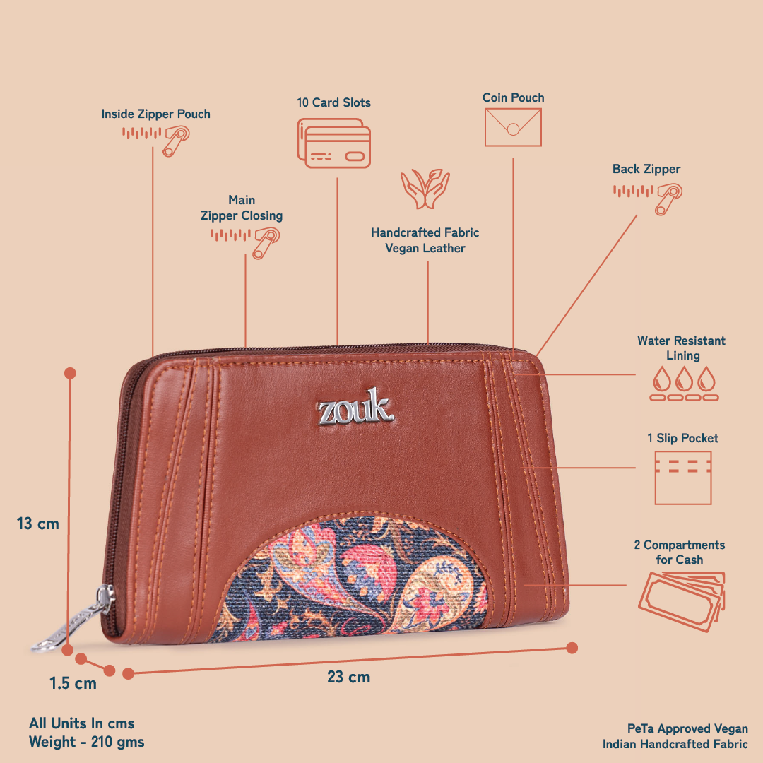 Arika Zipper Wallet - Paisley Print