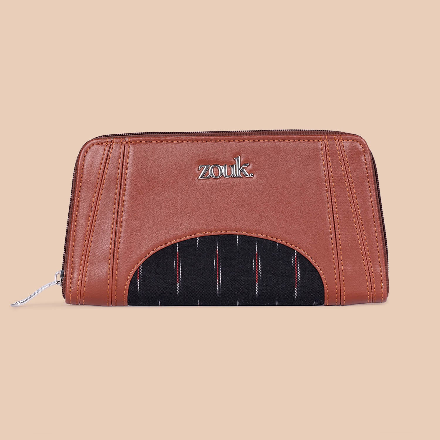 Arika Zipper Wallet - Ikat GreRed