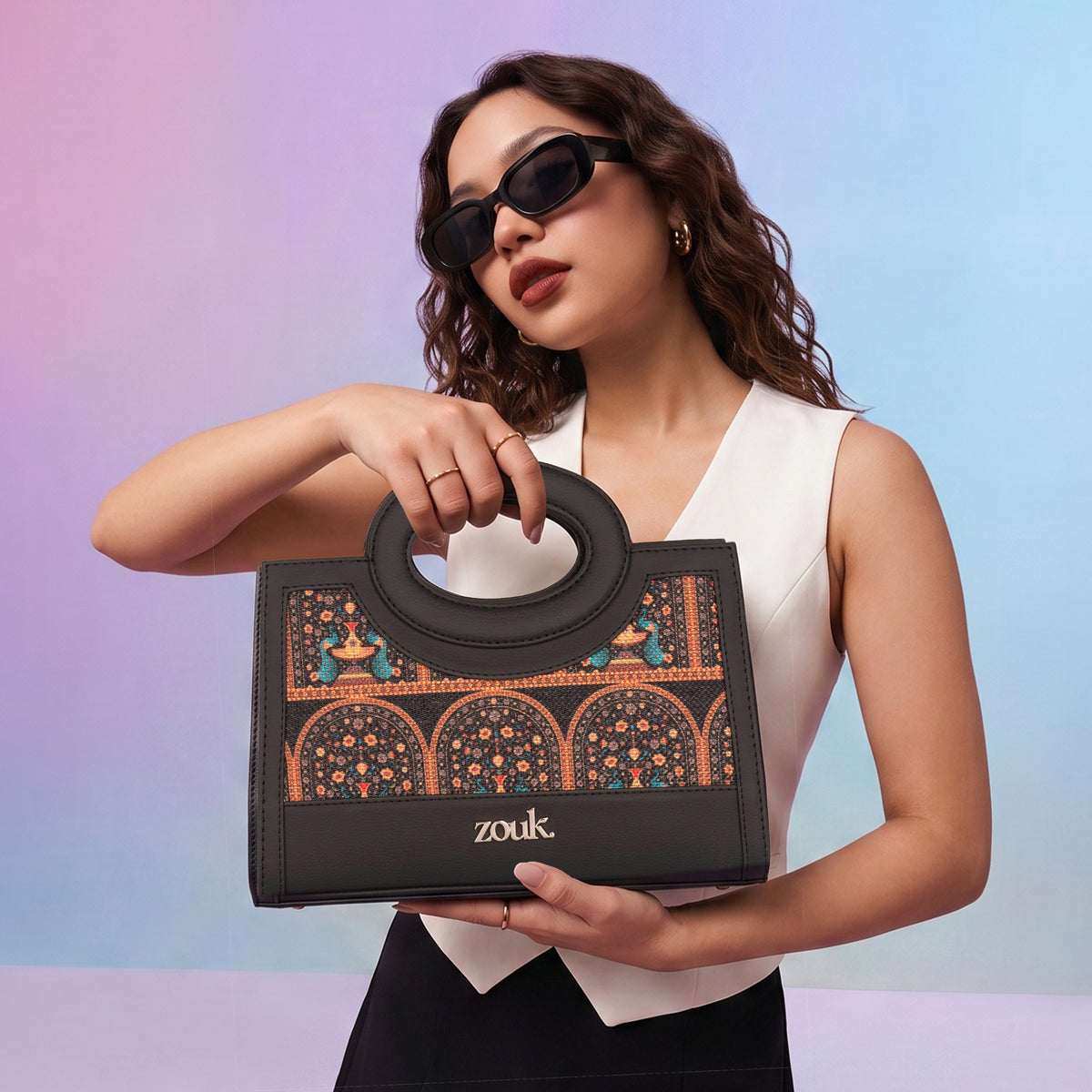 Zoe Sling Bag - Royal Indian Peacock Motif