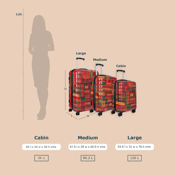 Indus Lattice Red Amorah Trolley Bag (Medium)