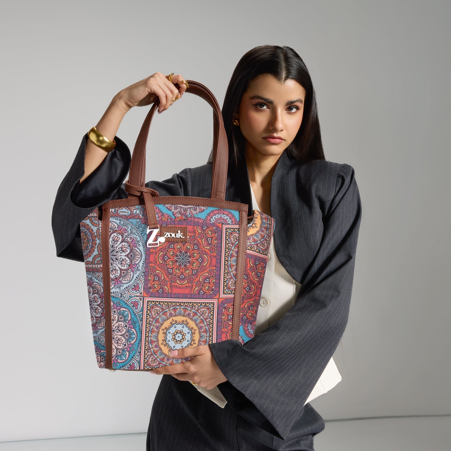 ZIP-Rhea Kapoor Adira Tote Bag - Multicolor Mandala Print