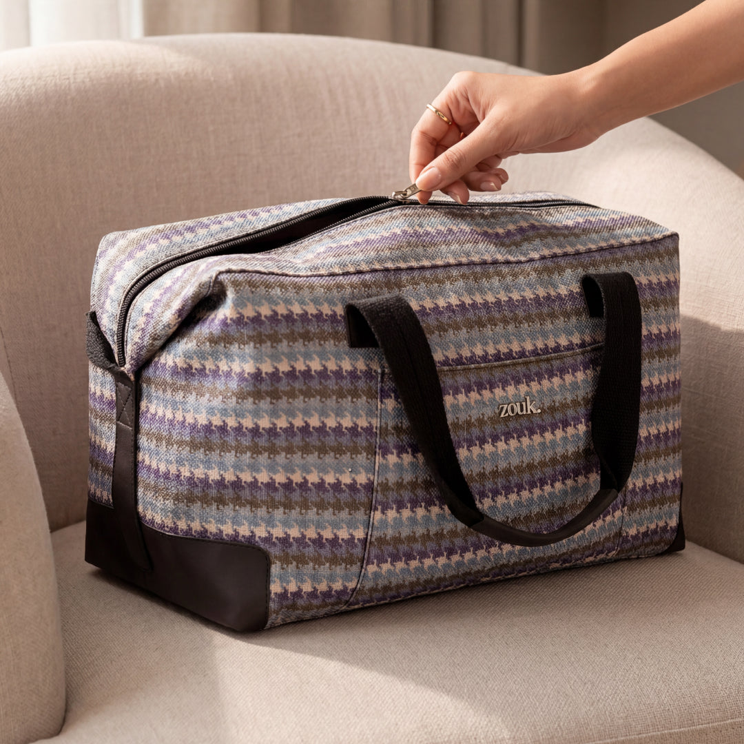 Bombay Houndstooth Collapsible Duffel Bag