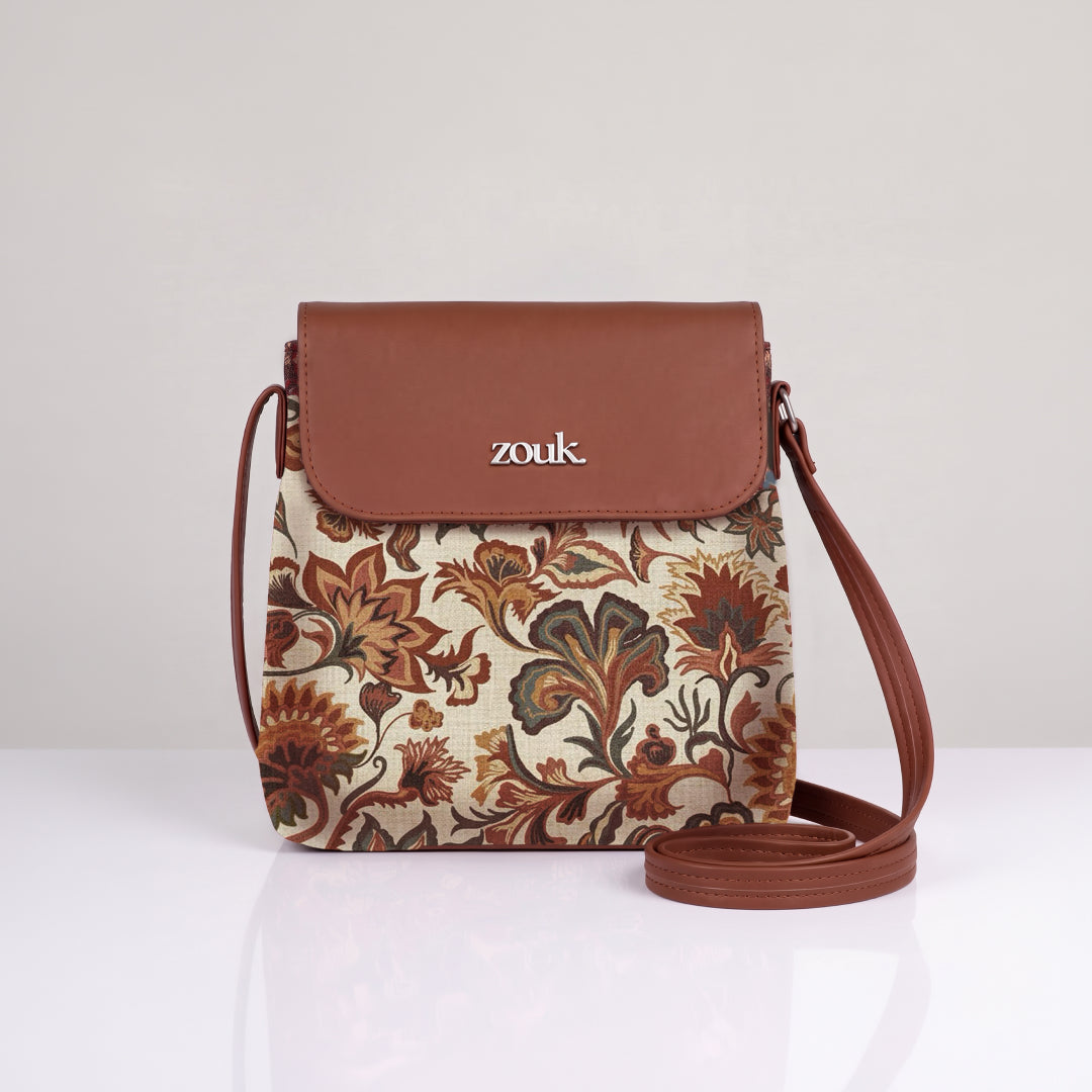 Bagru Gul Flap Sling Bag