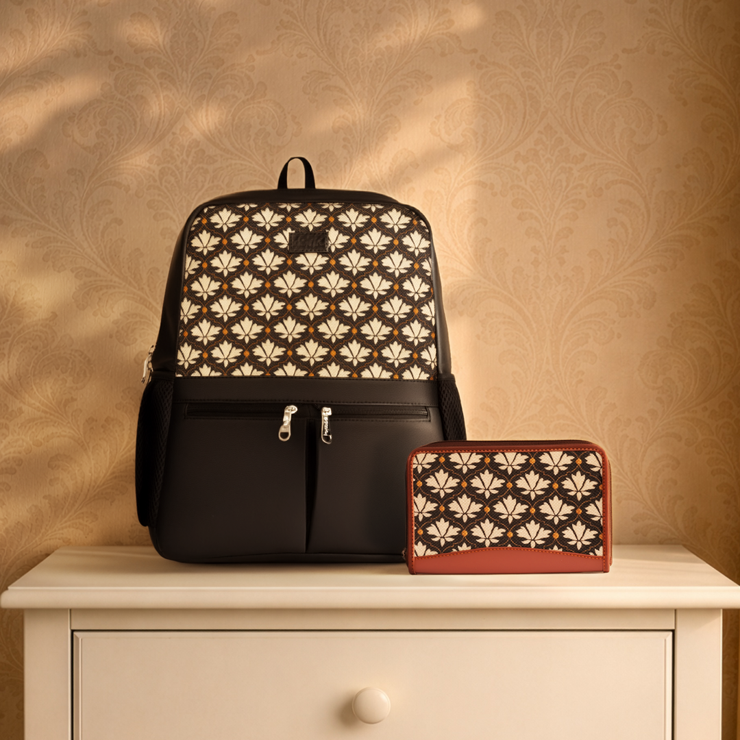 Bidri Kaiser Office Backpack & Chain Wallet (CFC) Combo