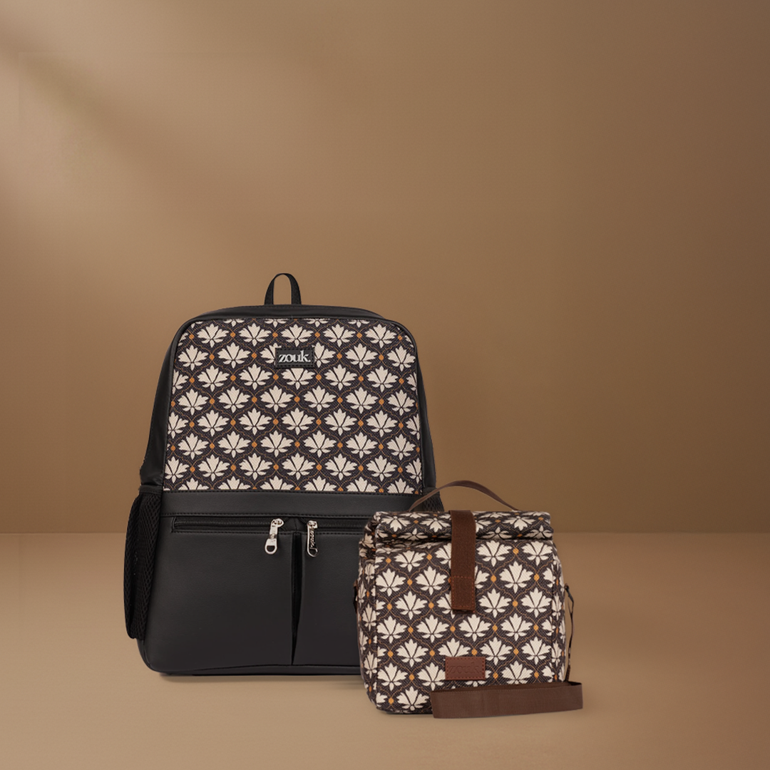 Bidri Kaiser Office Backpack & Roll up Lunch Bag Combo