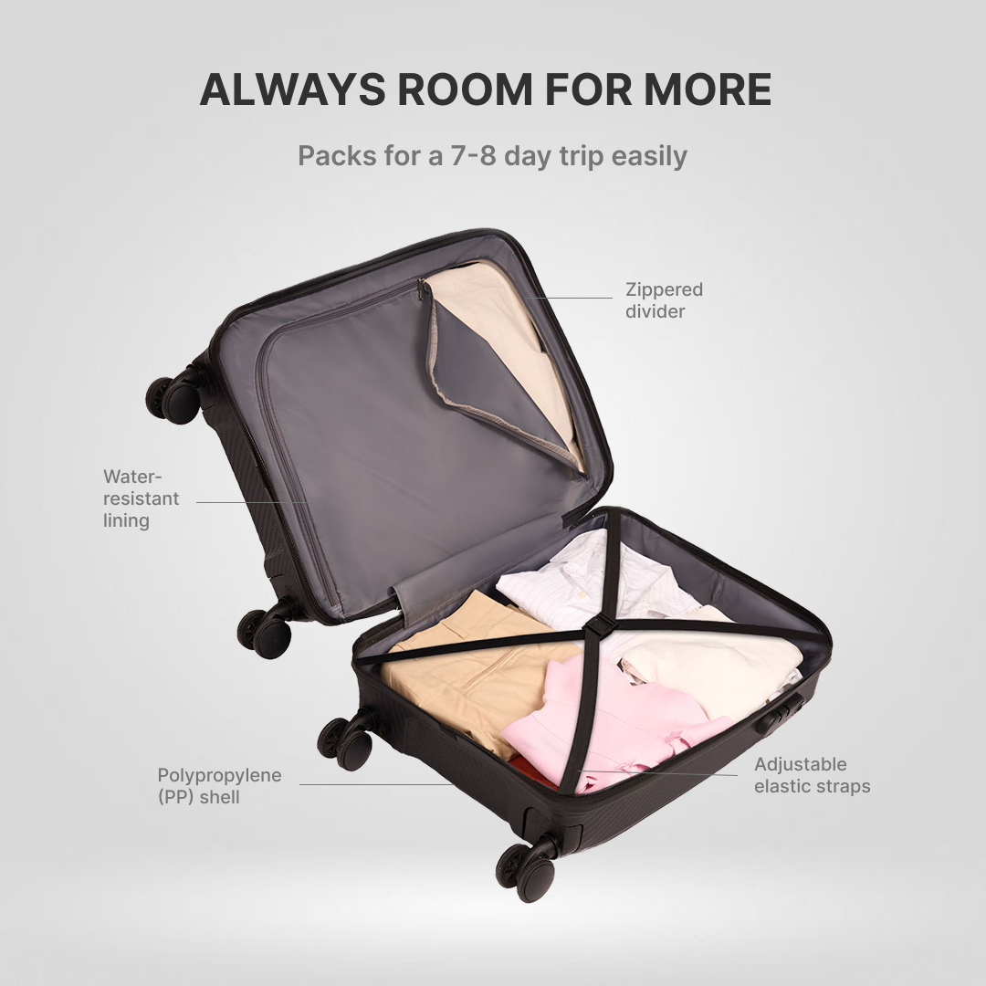 Black Aira Trolley Bag Combo (Cabin & Medium)