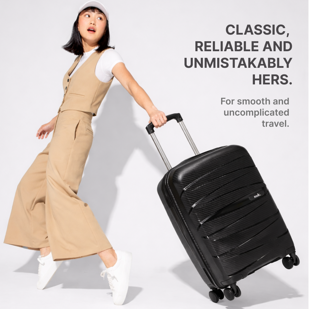 Black Aira Trolley Bag Combo - Set of 3 (Cabin & Medium & Large)