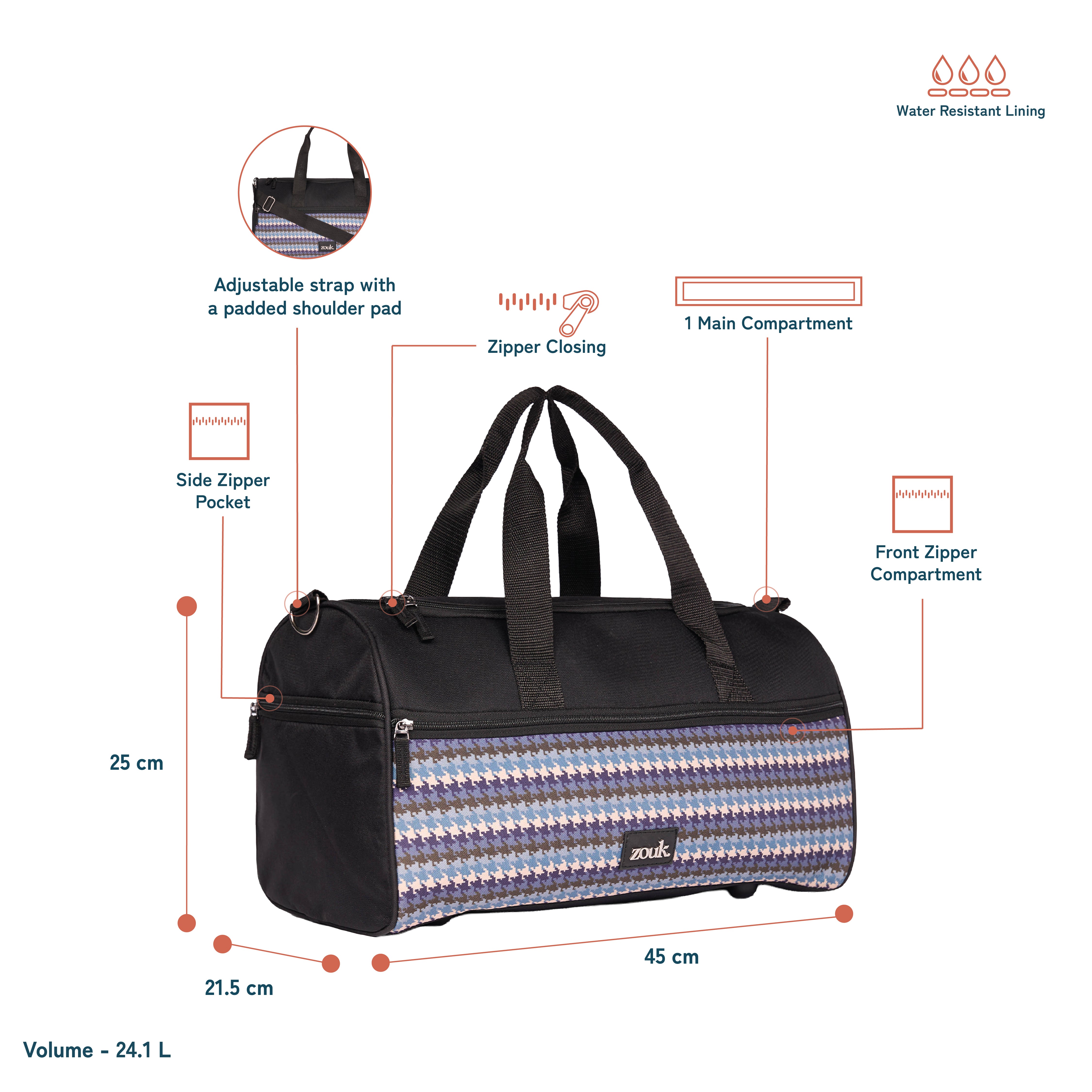 Bombay Houndstooth Travel Duffle Bag