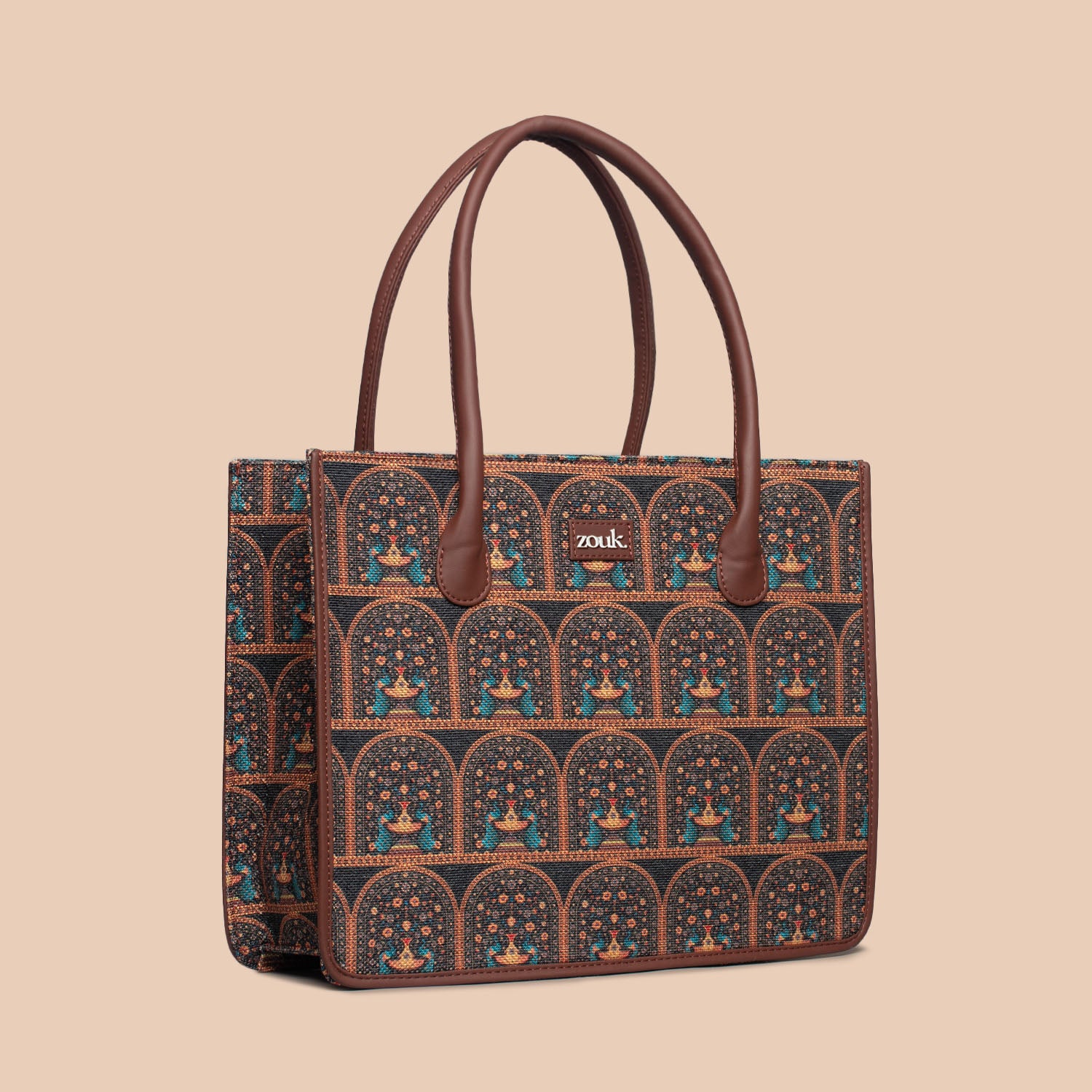 Royal Indian Peacock Motif Book Tote