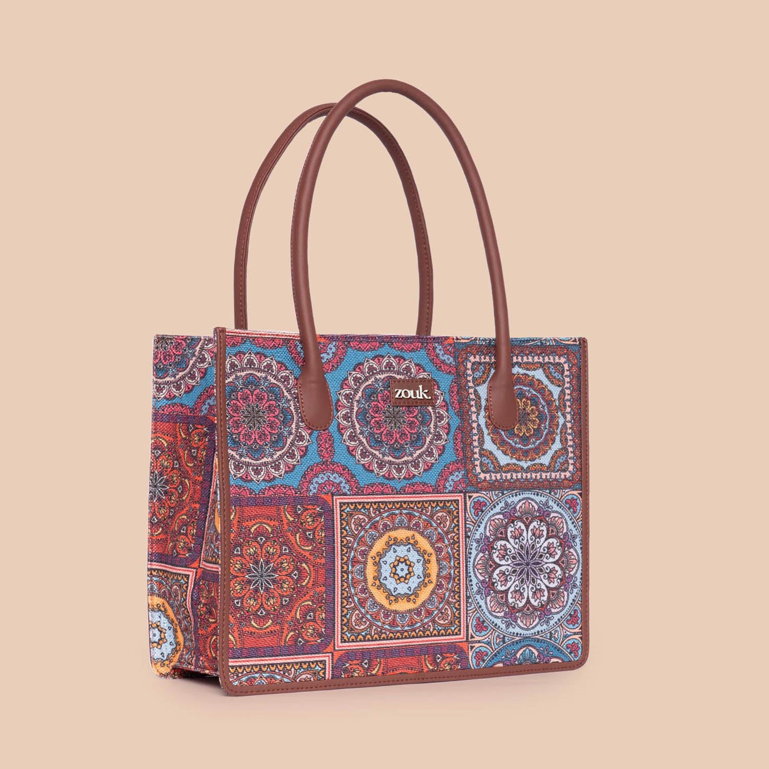 Multicolor Mandala Print Book Tote