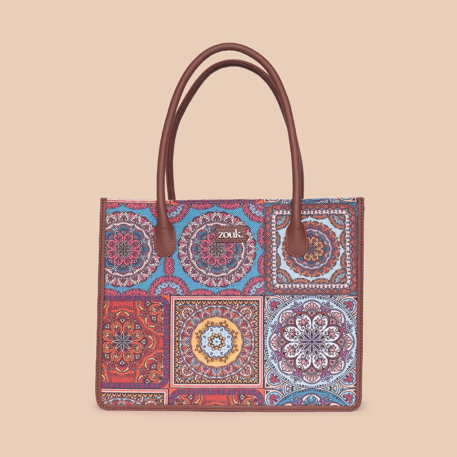 Multicolor Mandala Print Book Tote