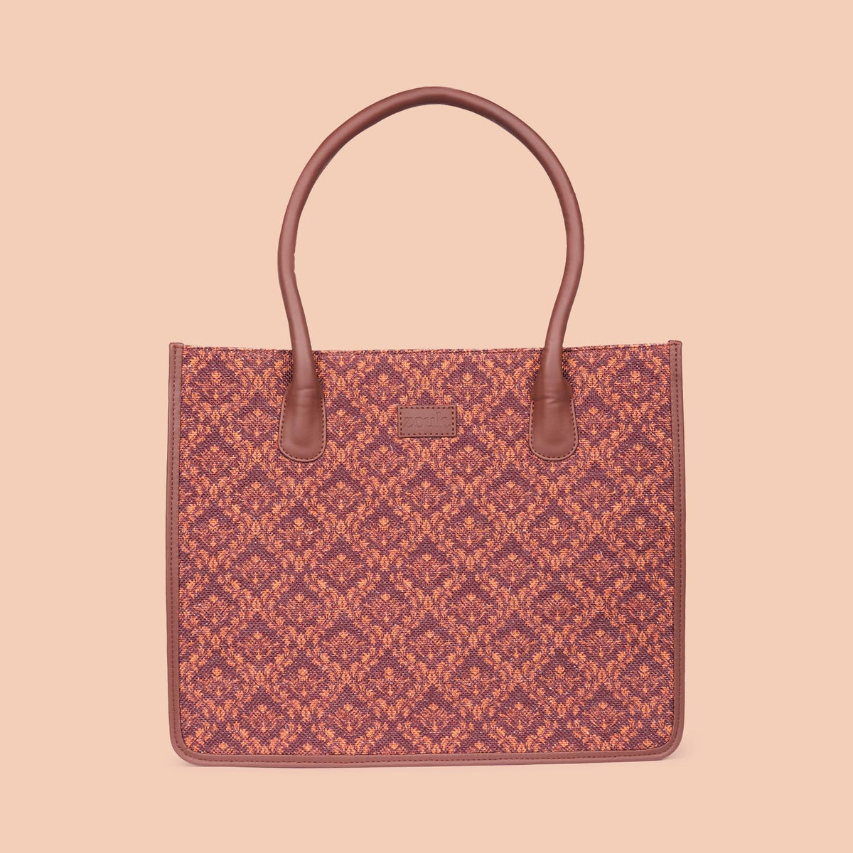 Brown Floral Book Tote