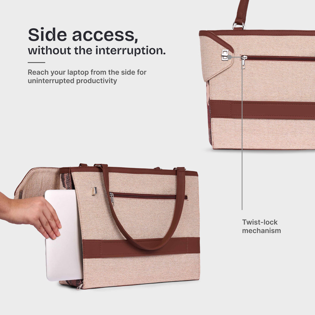 Ellora Echoes Corner Office Tote (Beige)