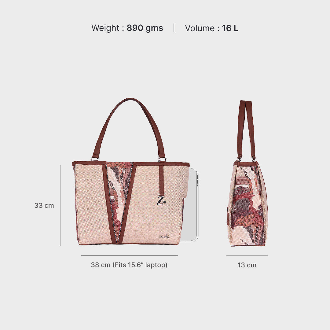 Ellora Echoes Corner Office Tote (Beige)