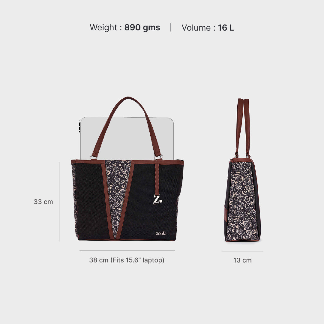 FloMotif Corner Office Tote (Jet Black)