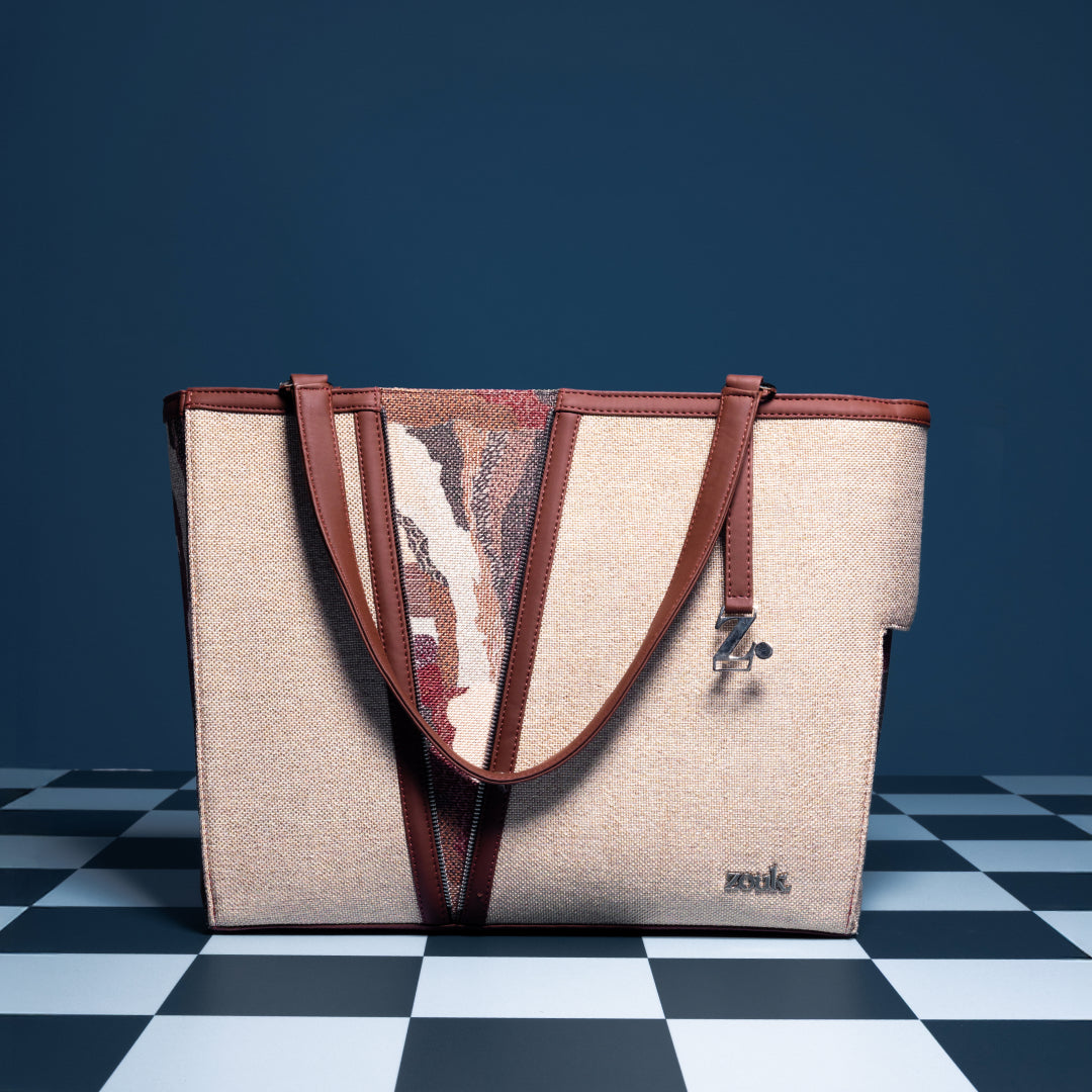 Ellora Echoes Corner Office Tote (Beige)