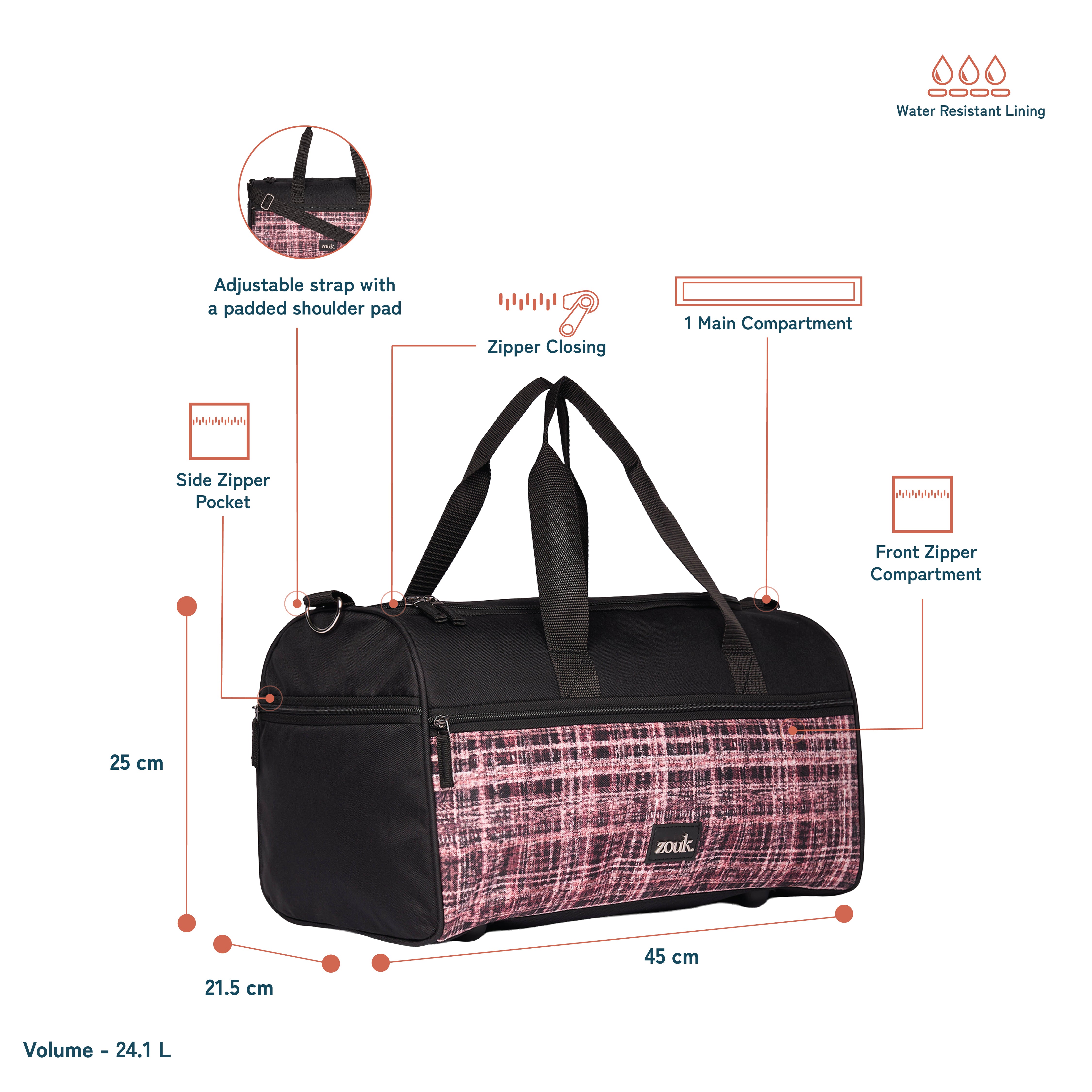 Cashmere Noir (Pink) Travel Duffle Bag