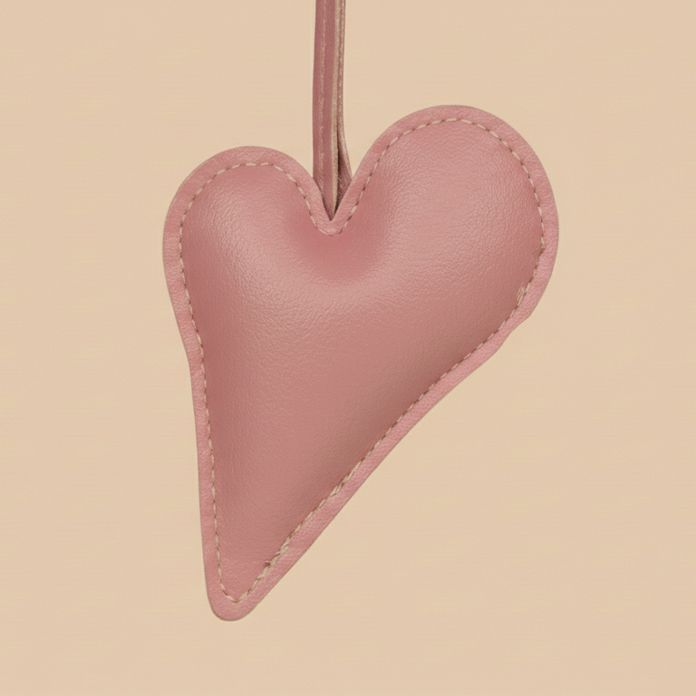 Big Heart Bag Charm - Baby Pink