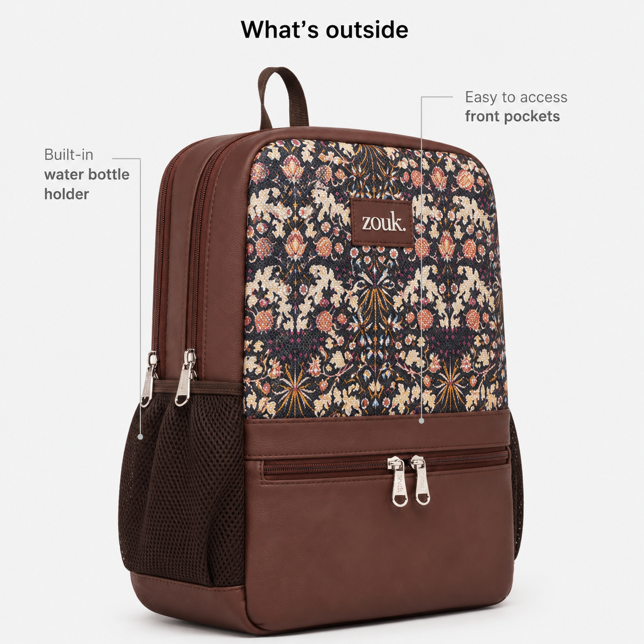 Kashmir Blooms Office Backpack (Brown)