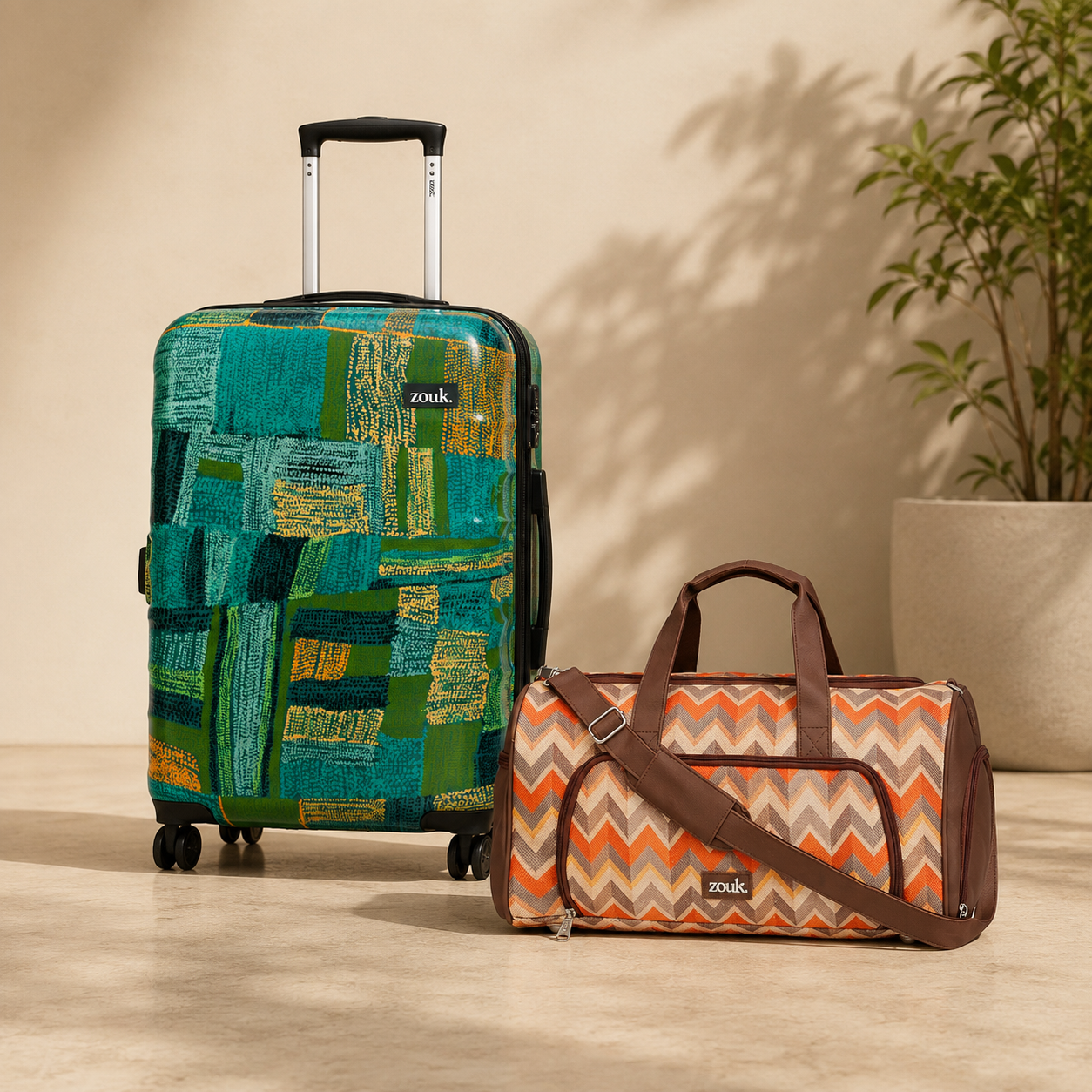 Tidal Wave Weekender Duffle & Indus Lattice Blue Amorah Trolley (Cabin) Combo