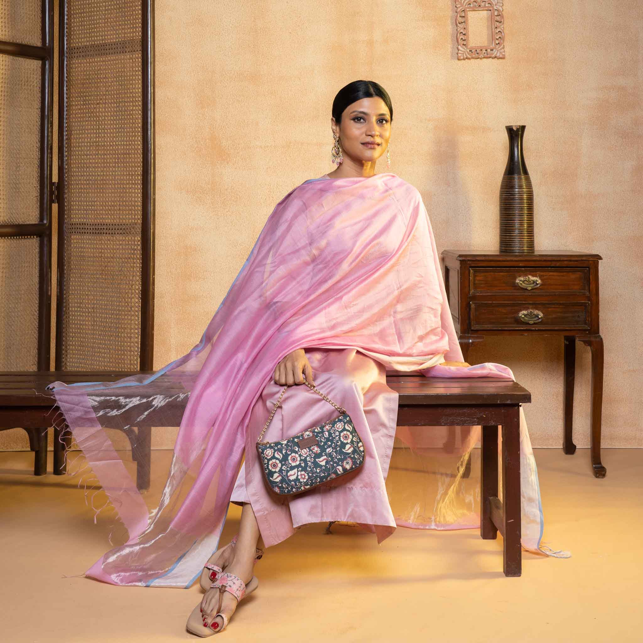 ZIP-Chittoor Blue Kalamkari Baguette