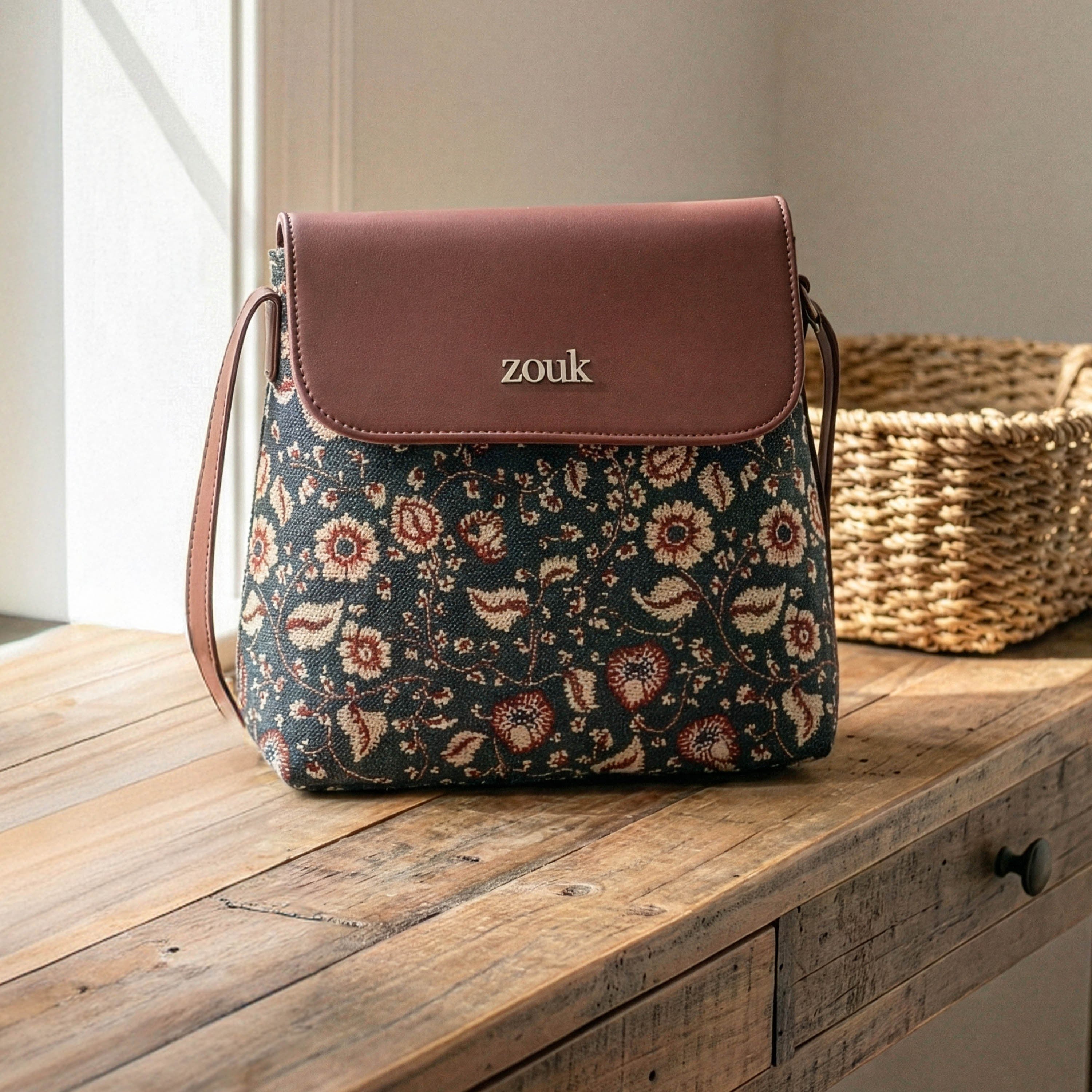 Chittoor Blue Kalamkari Flap Sling Bag