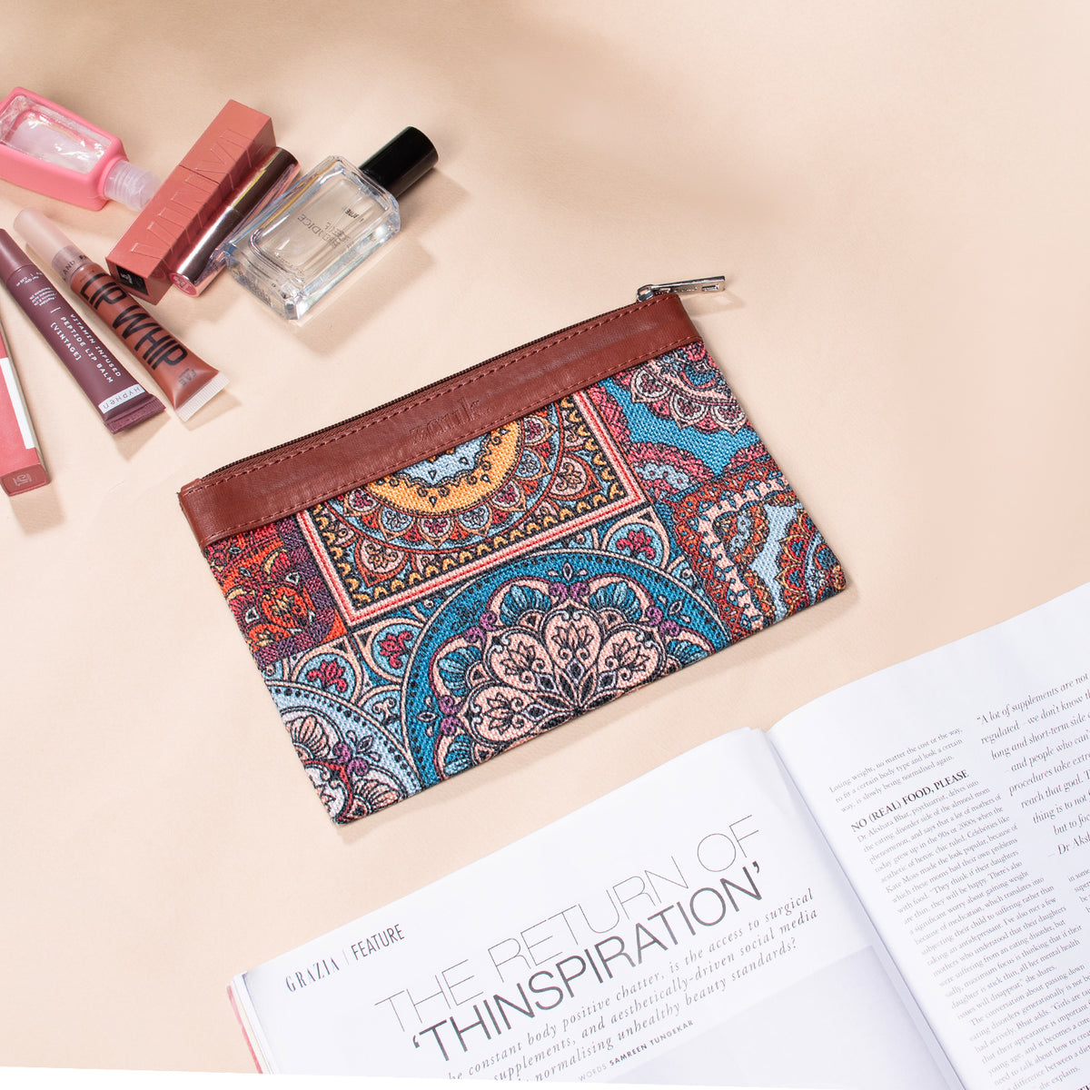 Multicolor Mandala Print Classic Utility Pouch - Pack of 5