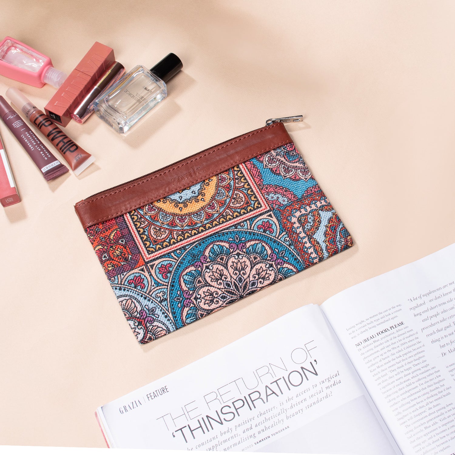 Multicolor Mandala Print Classic Utility Pouch - Pack of 5