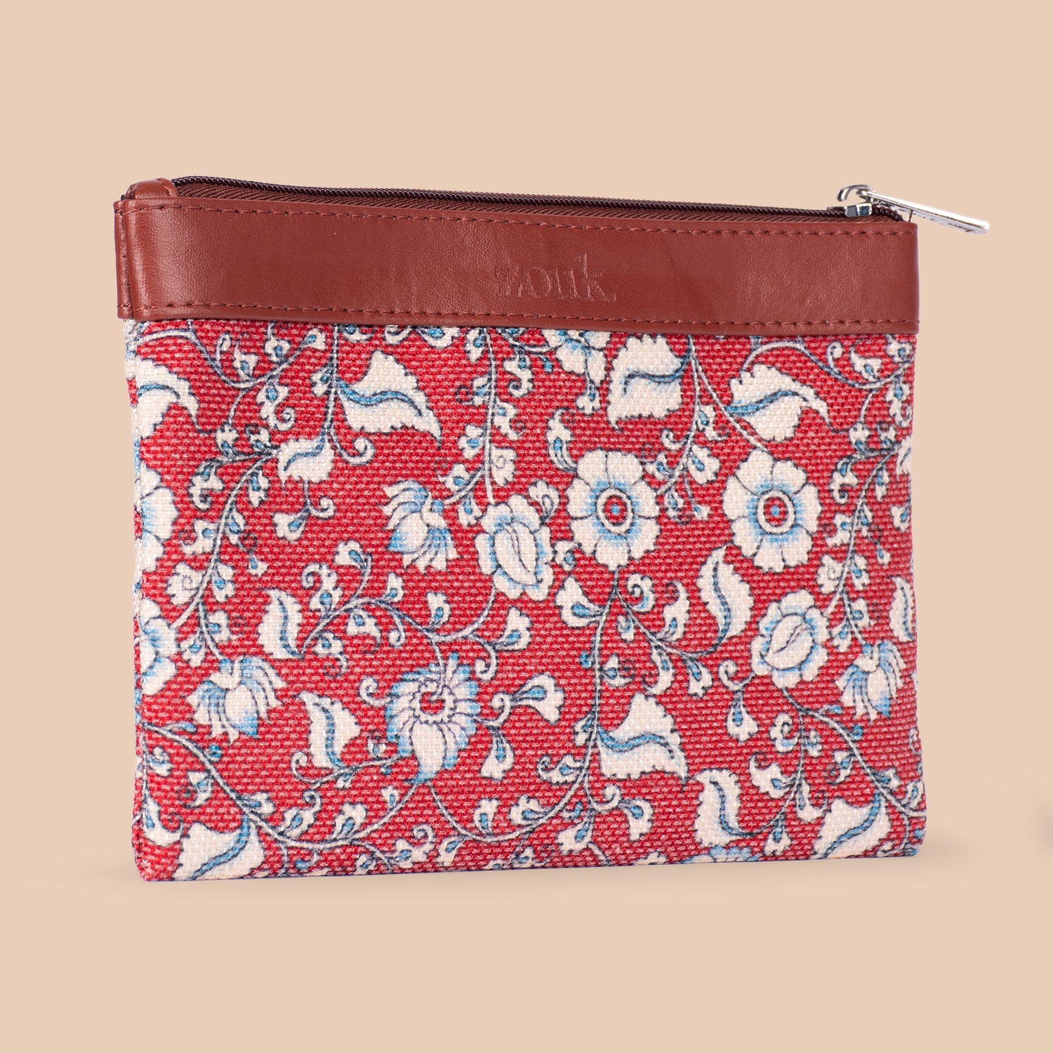 Chittoor Red Kalamkari Cosmetic Pouch