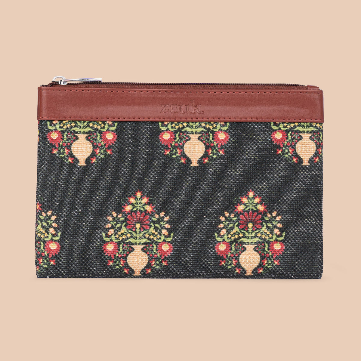 Royal Green Mogra Print Cosmetic Pouch