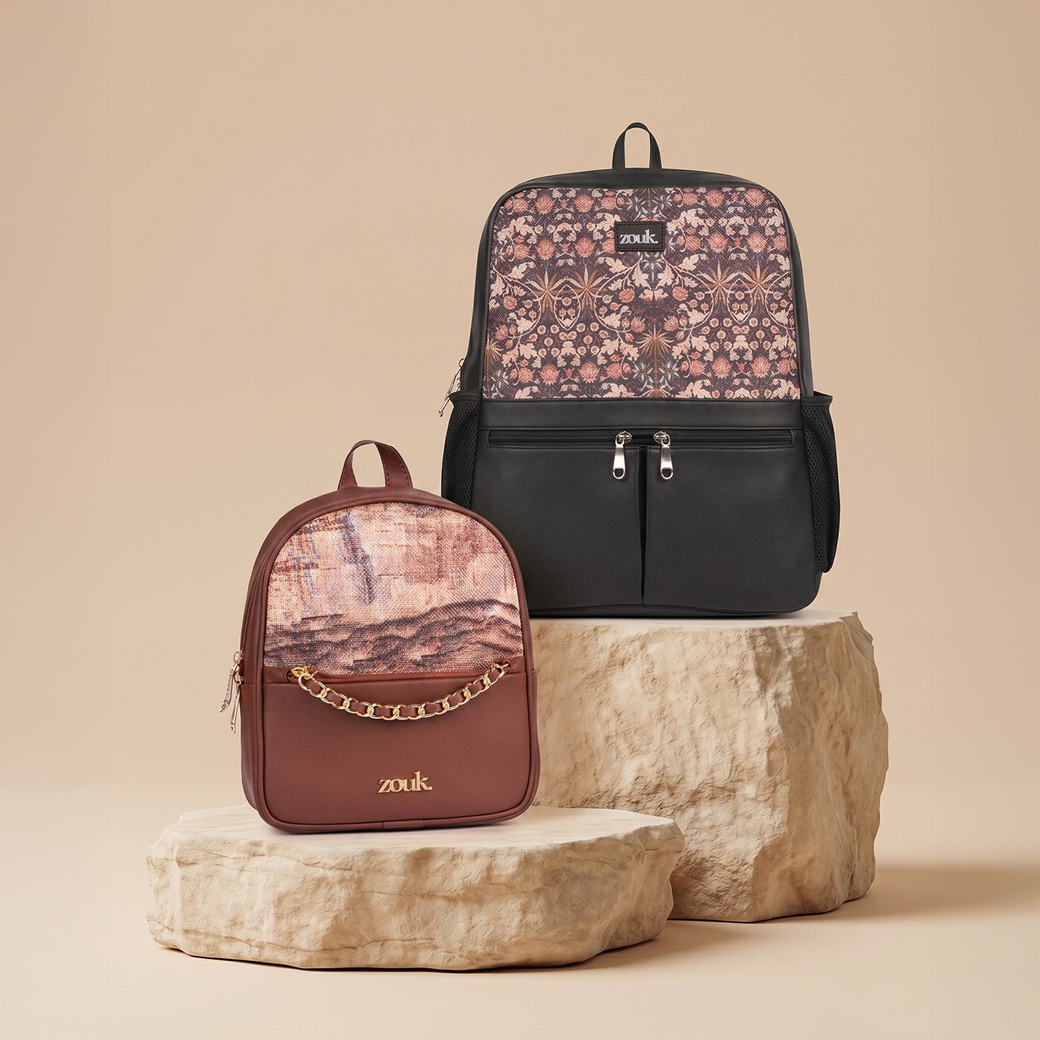 Kashmir Blooms Office Backpack & Mayra Mini-Daypack Ladakh Impasto Combo