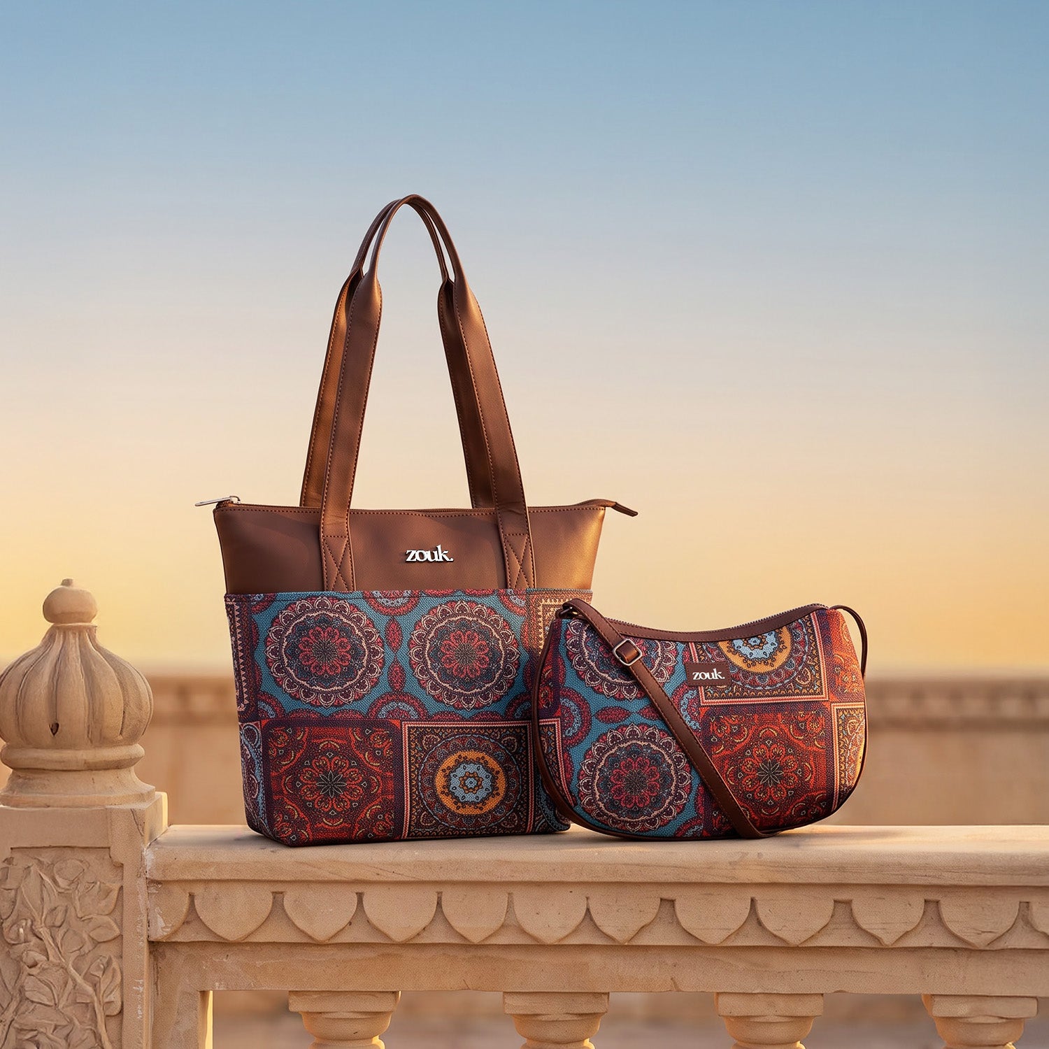 Multicolor Mandala Everyday Tote Bag and Structure Shoulder Bag Combo