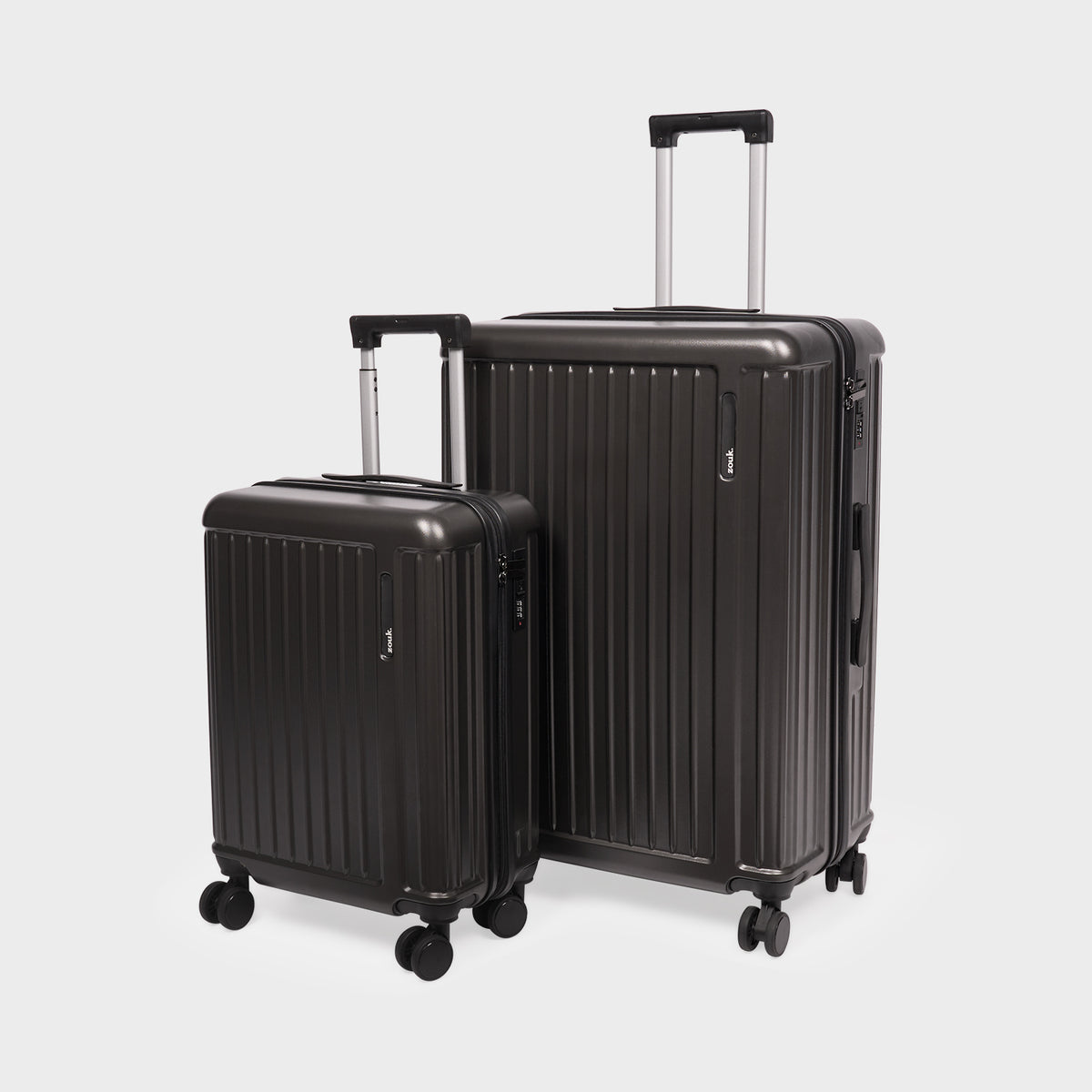 Charcoal Grey Sahana Trolley Bag - Set of 2 (Cabin + Large)
