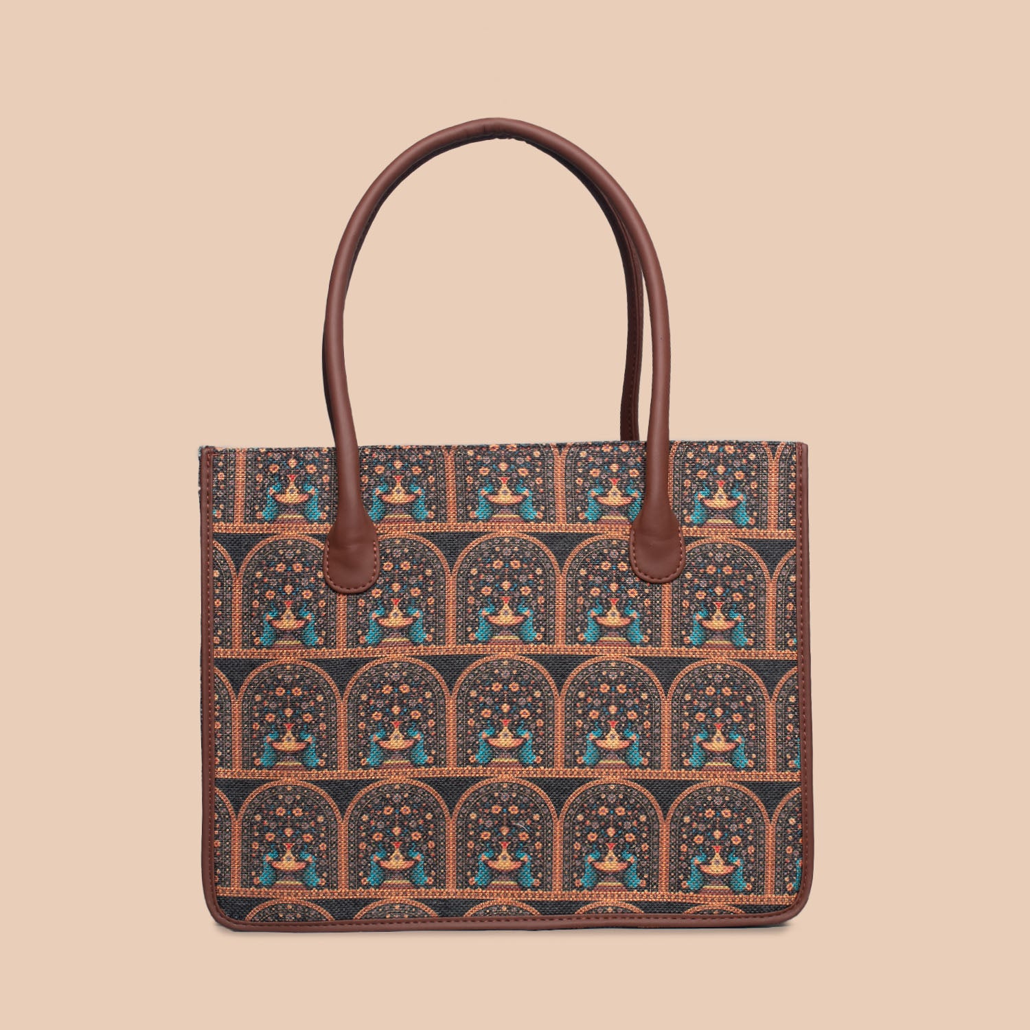 Royal Indian Peacock Motif Book Tote