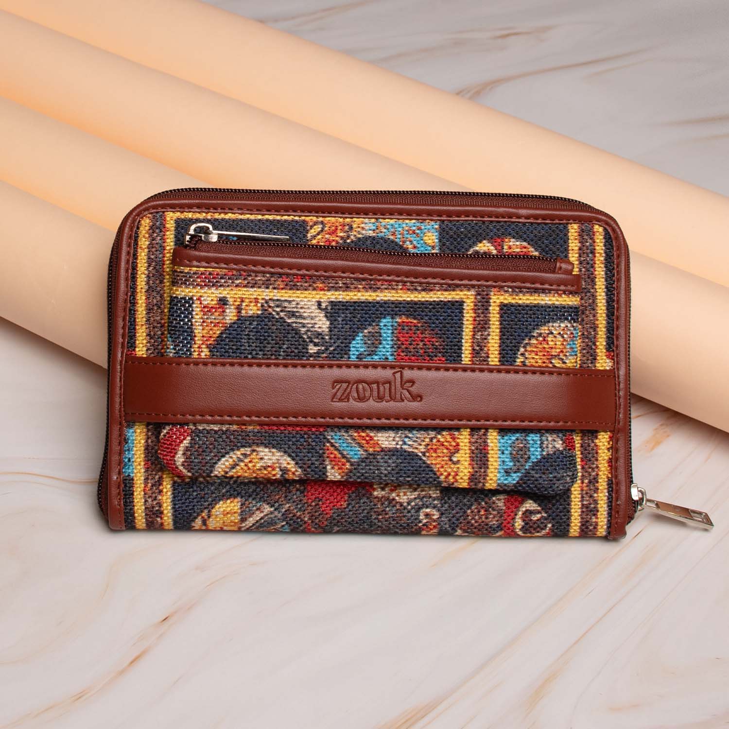 African Art - Handbag & Classic Zipper Wallet Combo