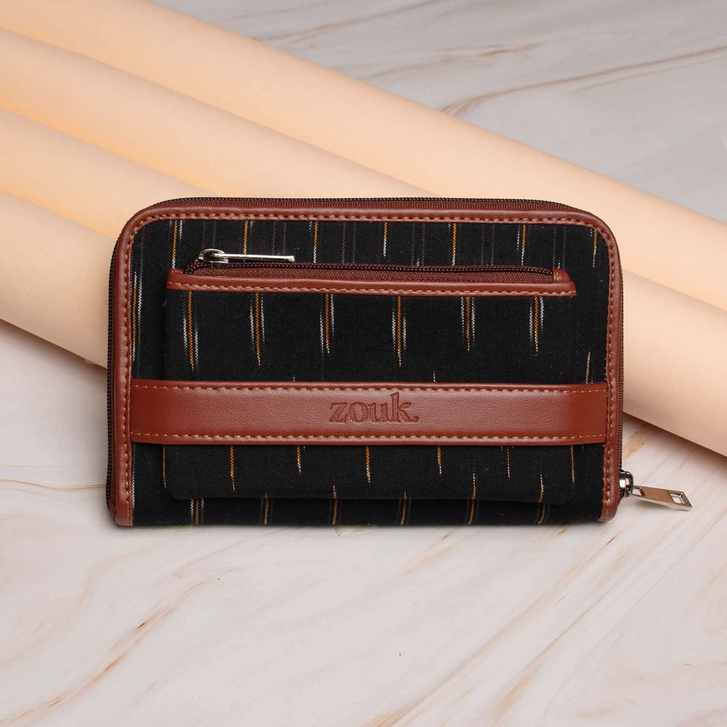 Zipper Hard Case Clutch Wallet Ikat GreRe Classic Zipper Wallet