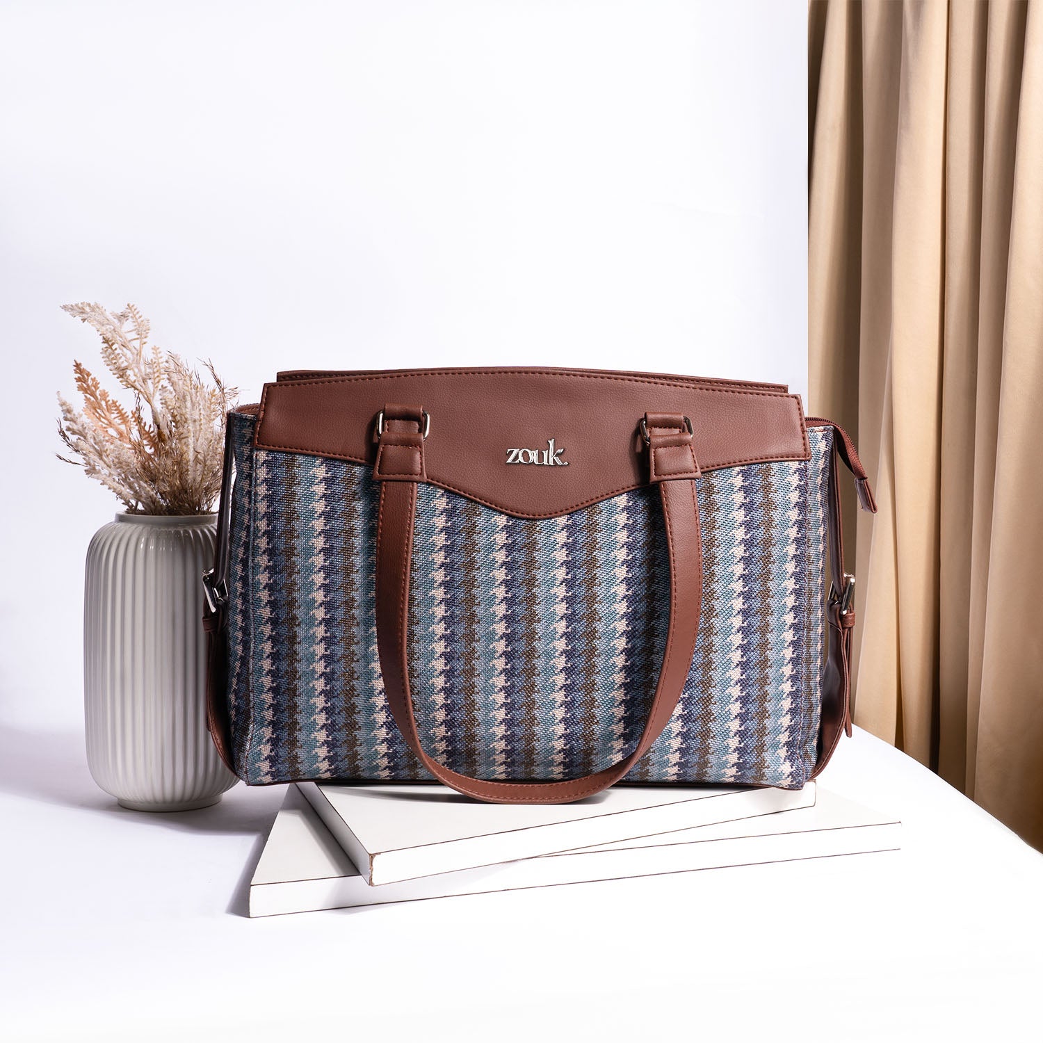 Bombay Houndstooth Women's Work Bag Brown