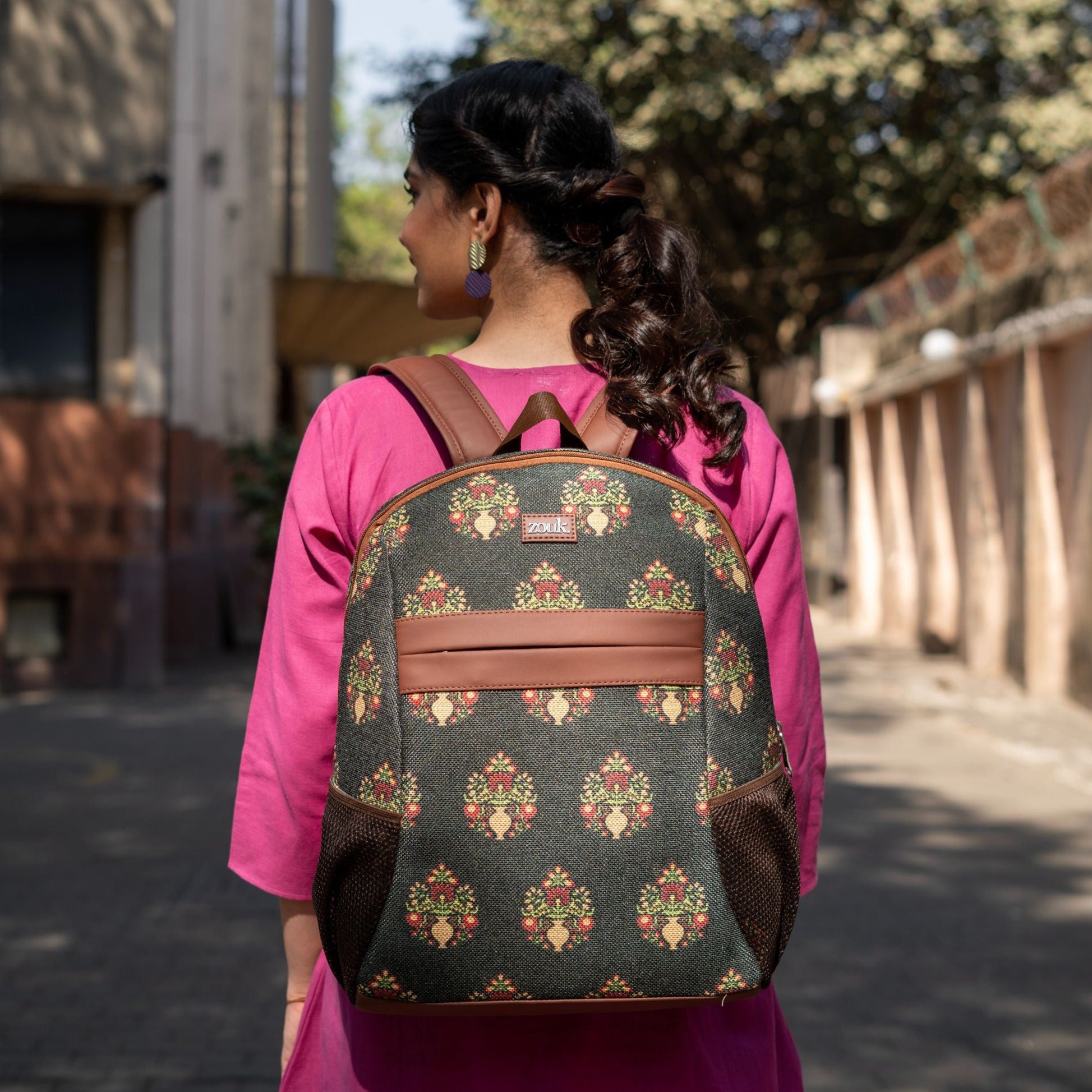 Royal Green Mogra Print Classic Backpack