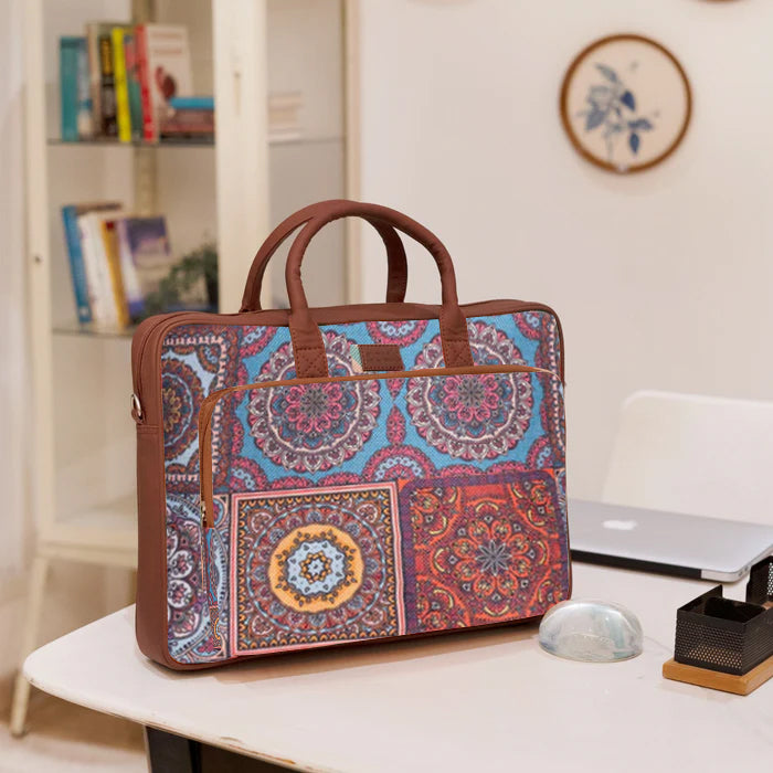 Multicolor Mandala Print Laptop Bag