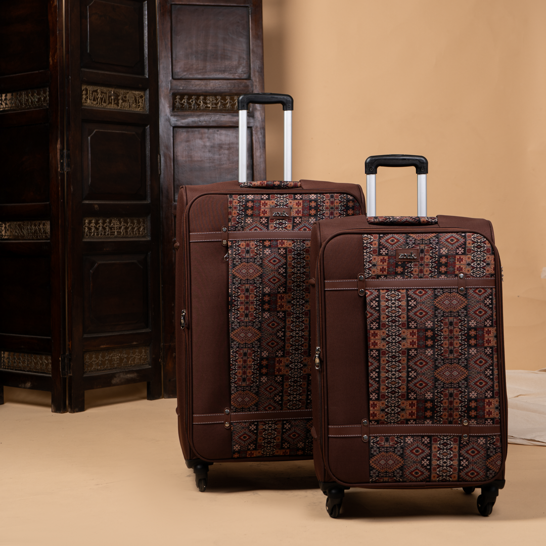 Banaras Elegance Saira Trolley Bag Combo (Medium & Large)