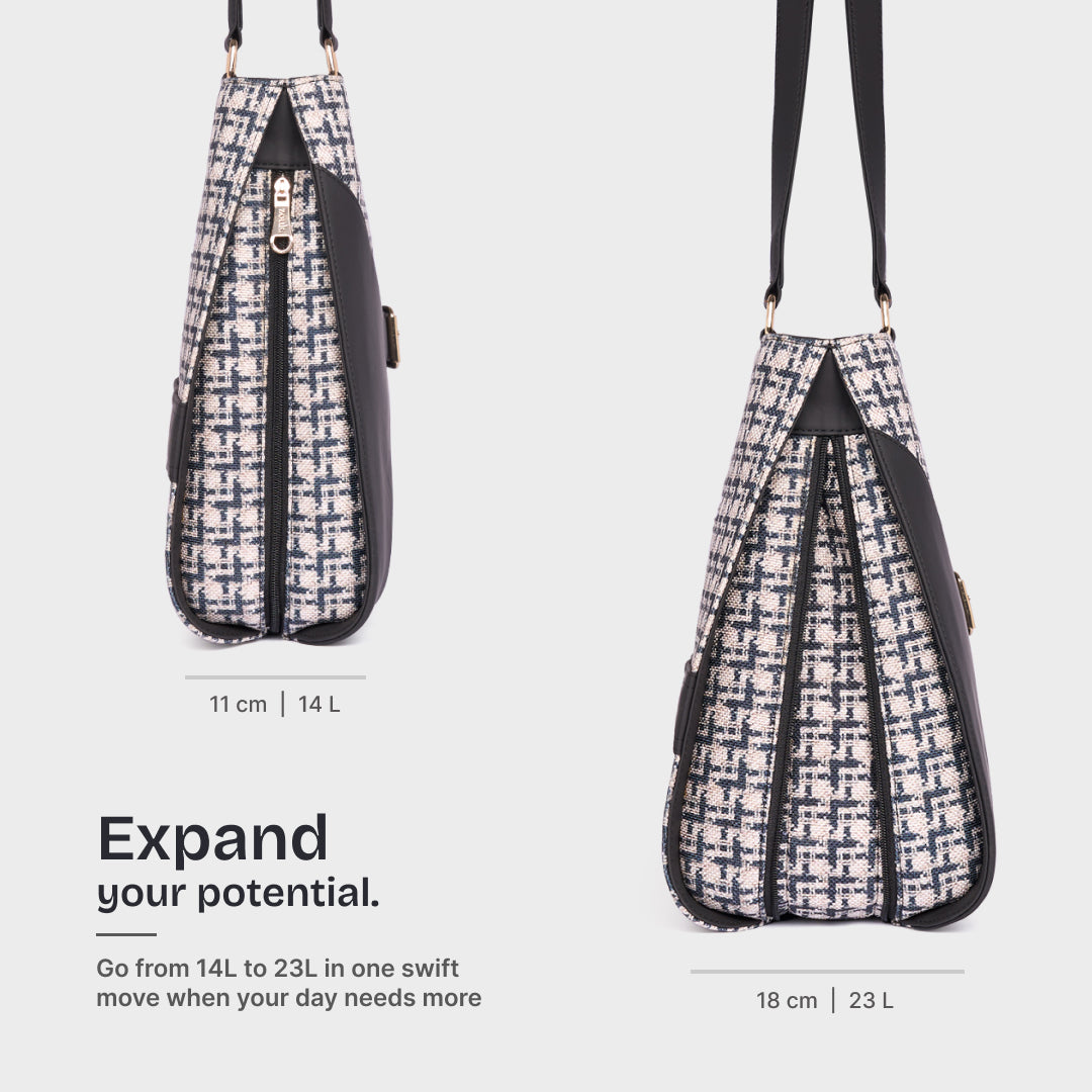 Carter Checks Expandable Office Bag (Black)