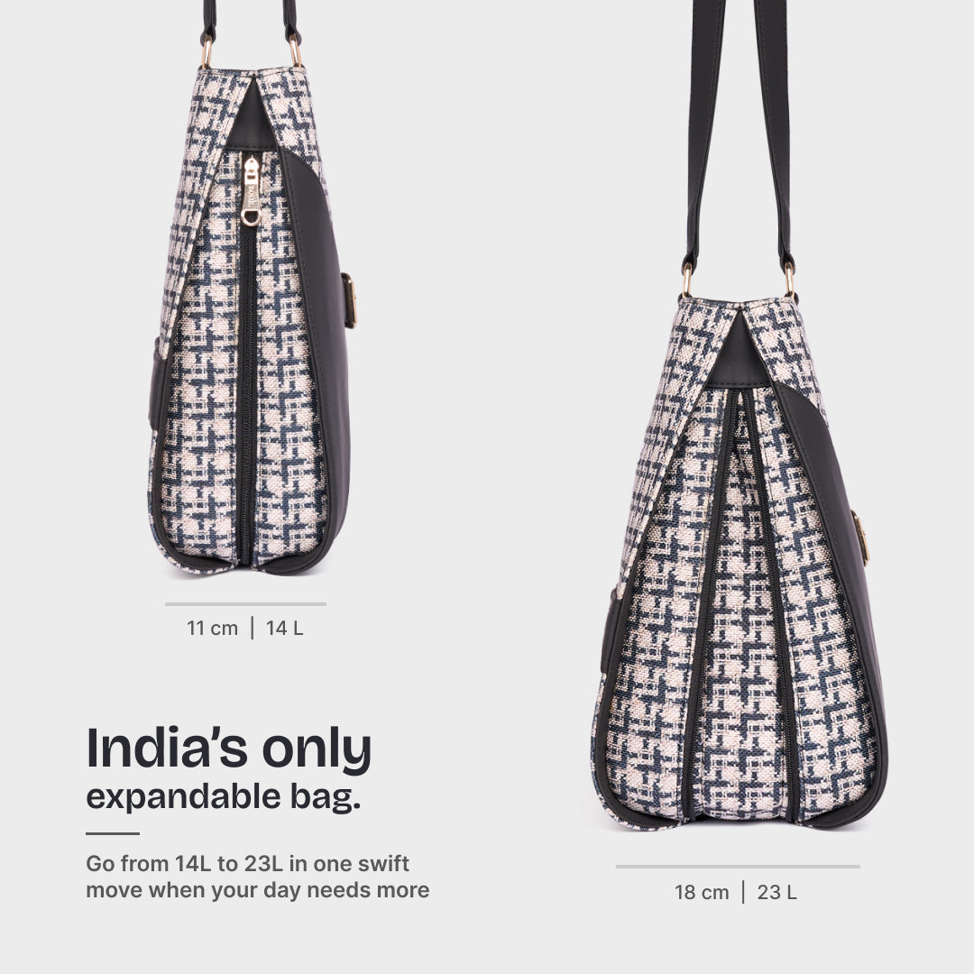 Carter Checks Expandable Office Bag (Black)