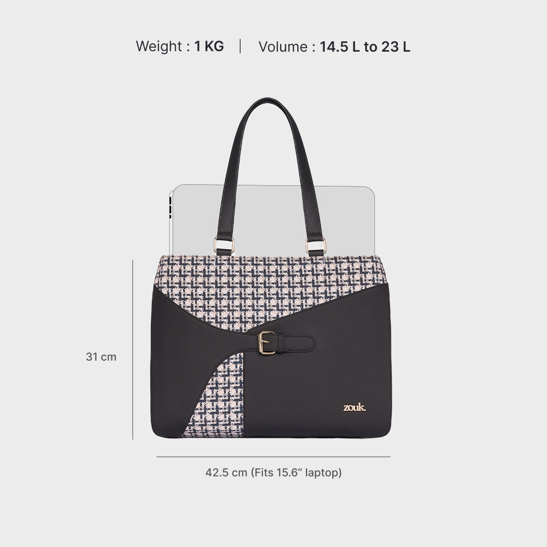 Carter Checks Expandable Office Bag (Black)