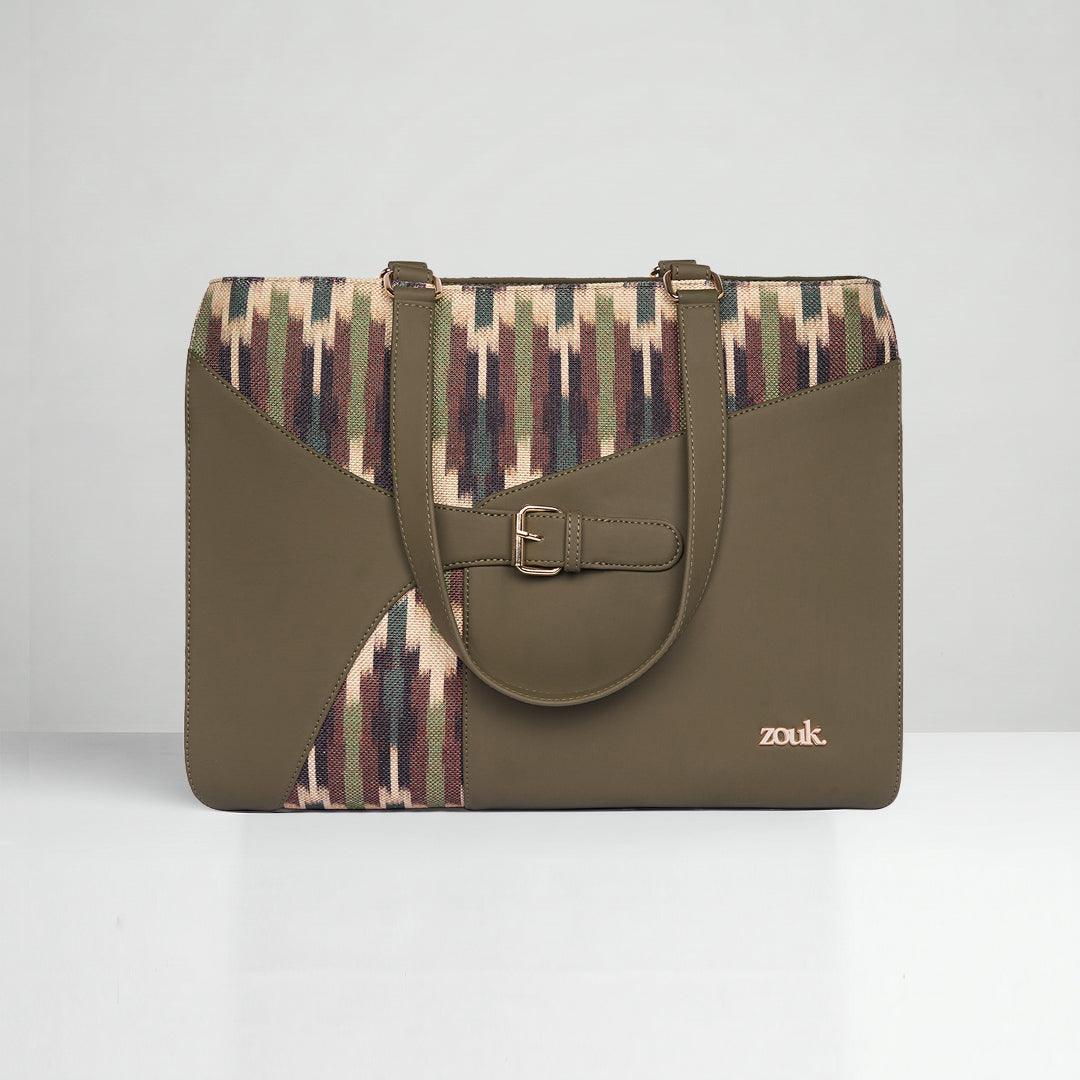 Cuttack Stripes Expandable Office Bag (Olive)