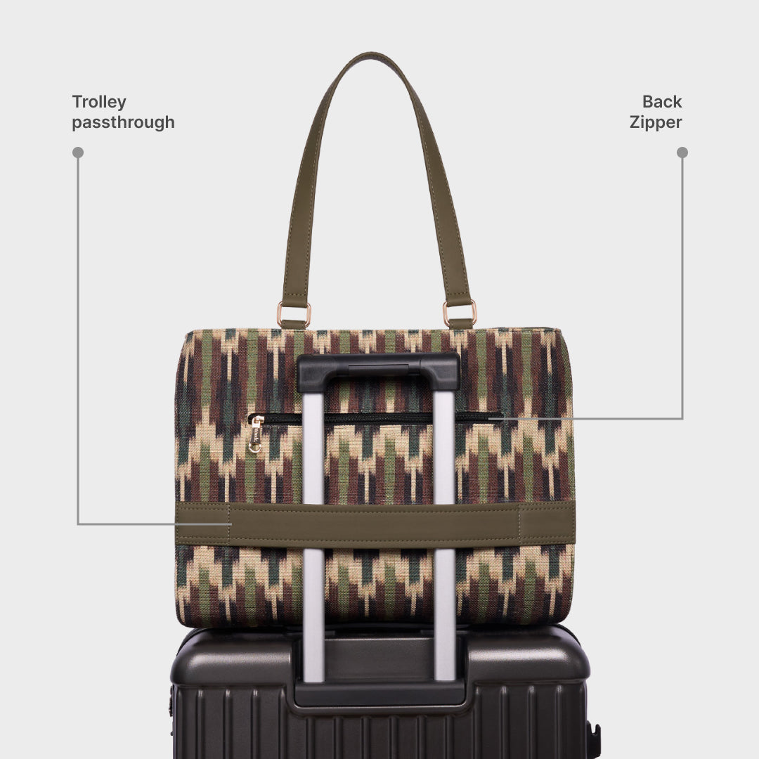 Cuttack Stripes Expandable Office Bag (Olive)