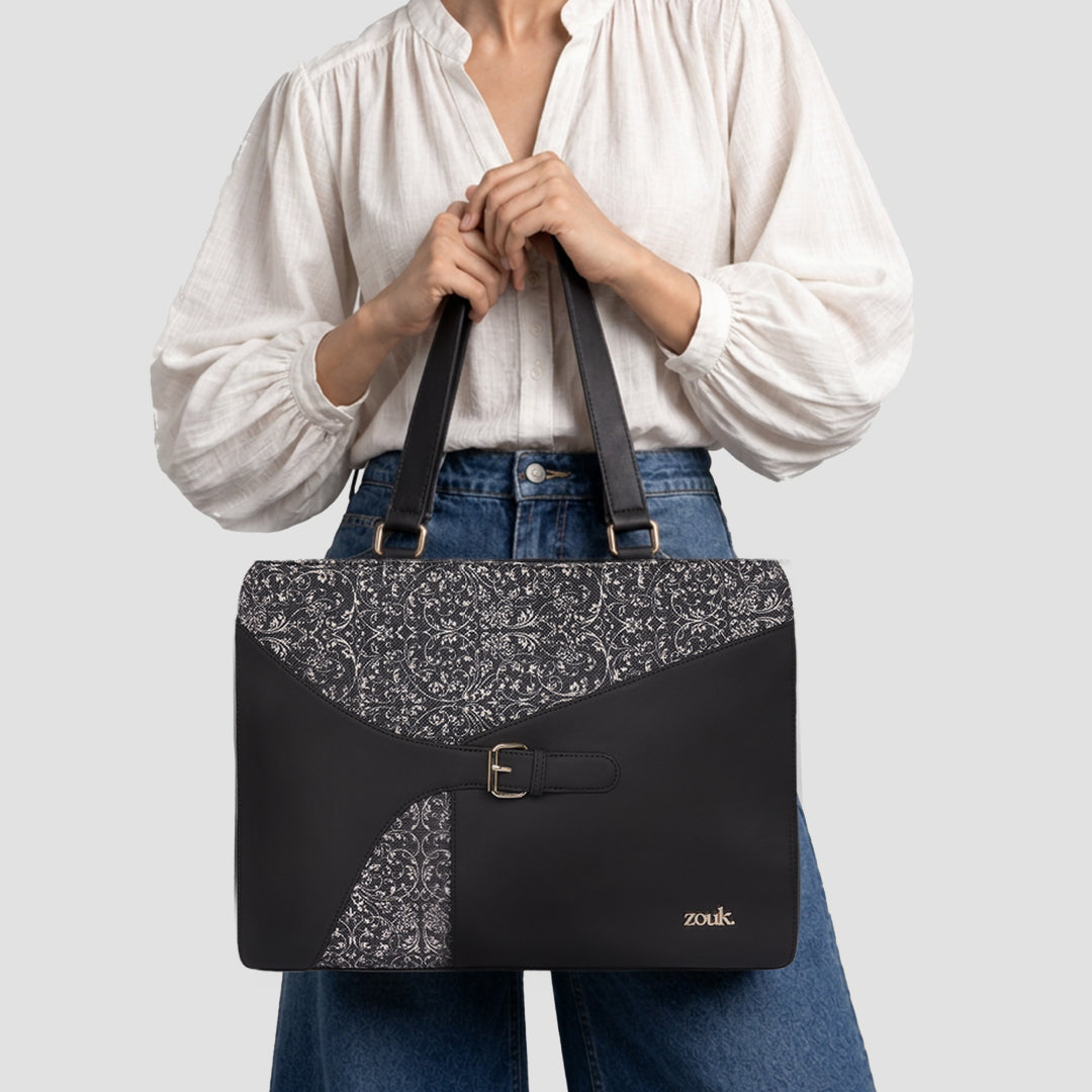 Lattice Lace Expandable Office Bag (Black)