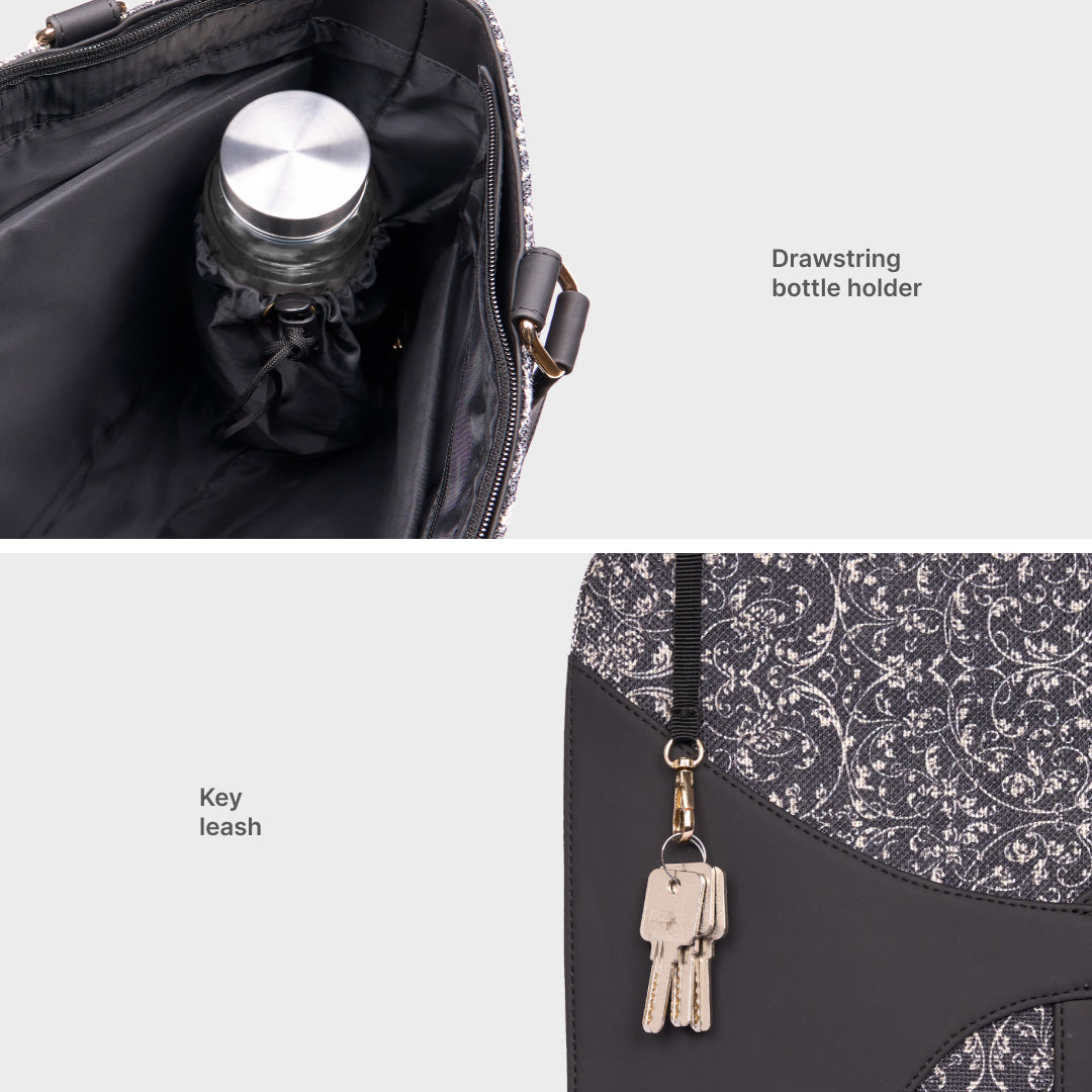 Lattice Lace Expandable Office Bag (Black)